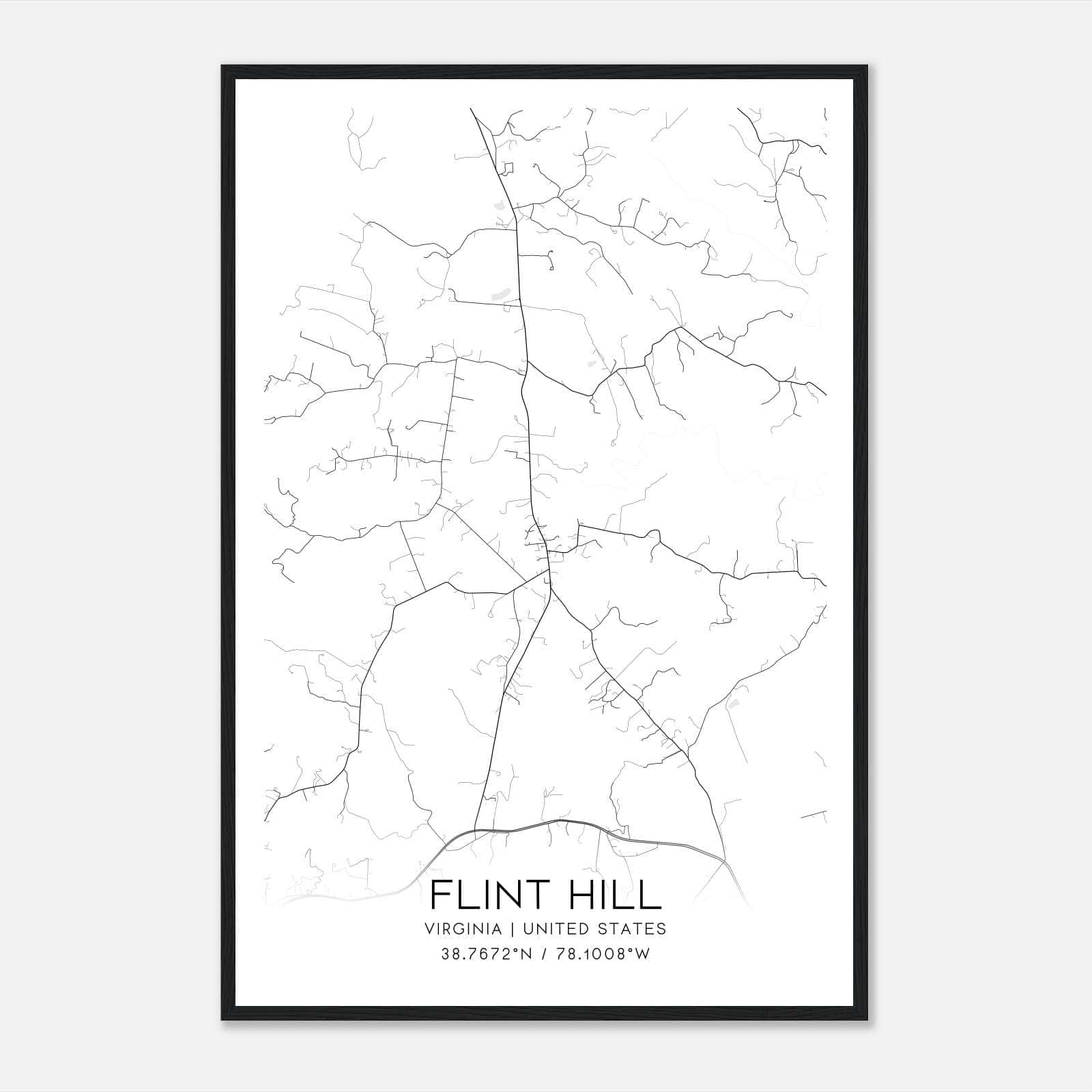 Flint Hill Virginia Map Poster, Modern Home Decor Wall Art Print Flint Hill Virginia Map Poster, Modern Home Decor Wall Art Print