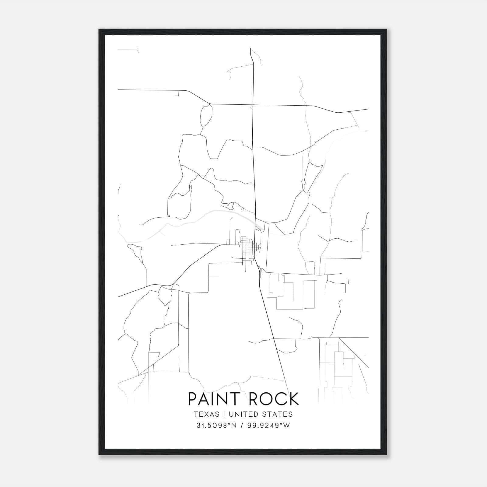 Paint Rock Texas Map Poster, Modern Home Decor Wall Art Print Paint Rock Texas Map Poster, Modern Home Decor Wall Art Print