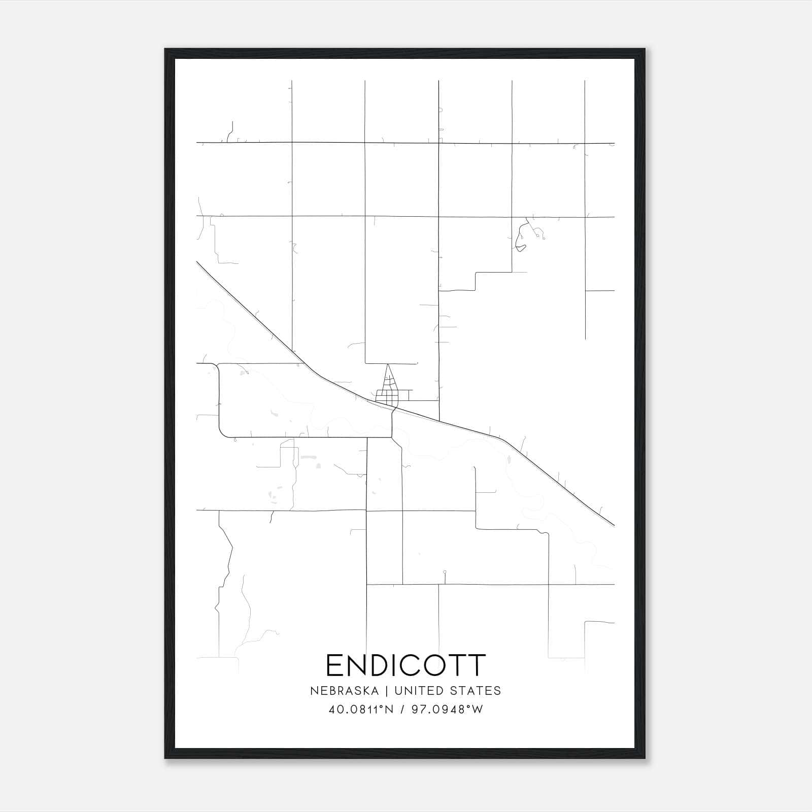 Endicott Nebraska Map Poster, Modern Home Decor Wall Art Print Endicott Nebraska Map Poster, Modern Home Decor Wall Art Print