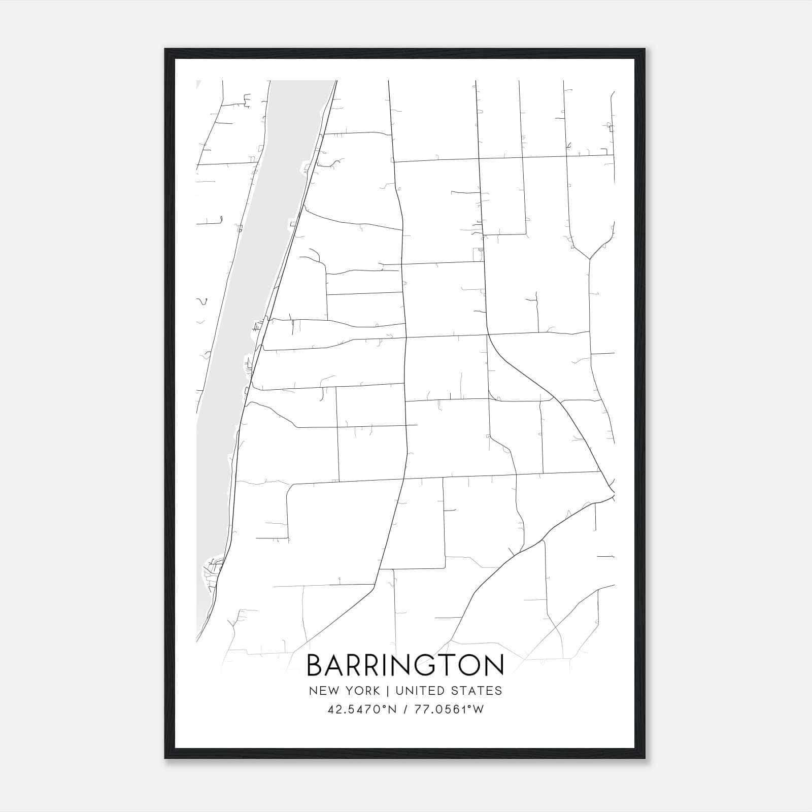 Barrington New York Map Poster, Modern Home Decor Wall Art Print Barrington New York Map Poster, Modern Home Decor Wall Art Print