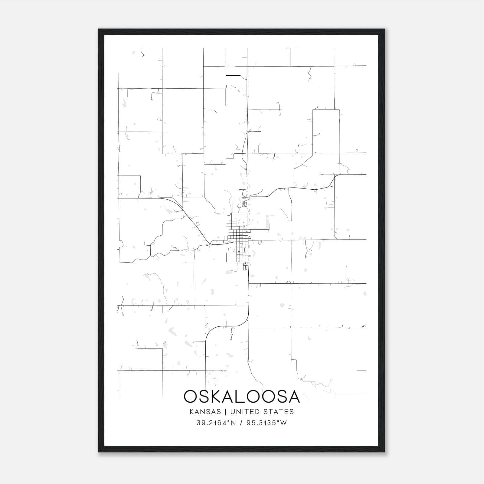 Oskaloosa Kansas Map Poster, Modern Home Decor Wall Art Print Oskaloosa Kansas Map Poster, Modern Home Decor Wall Art Print