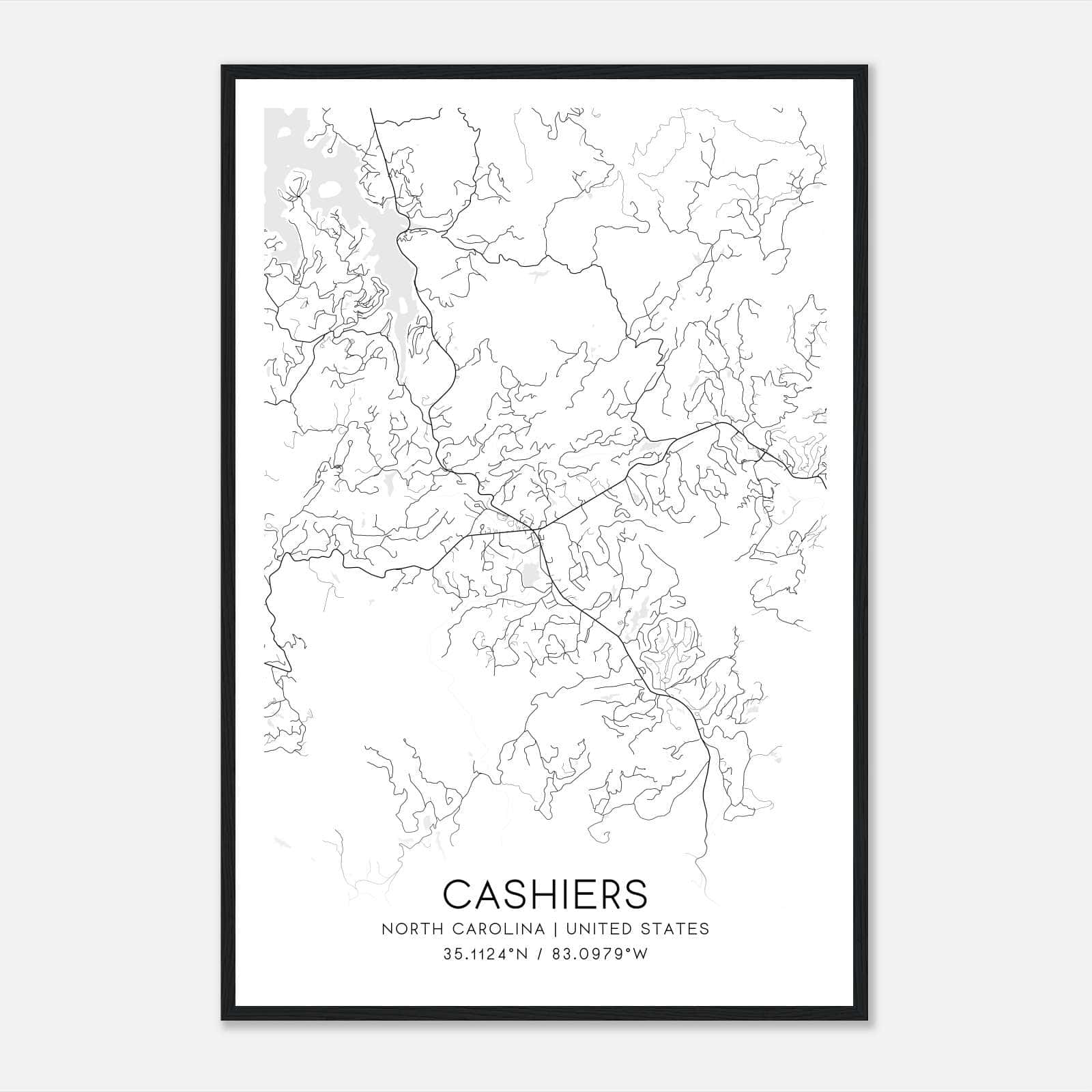 Cashiers North Carolina Map Poster, Modern Home Decor Wall Art Print Cashiers North Carolina Map Poster, Modern Home Decor Wall Art Print