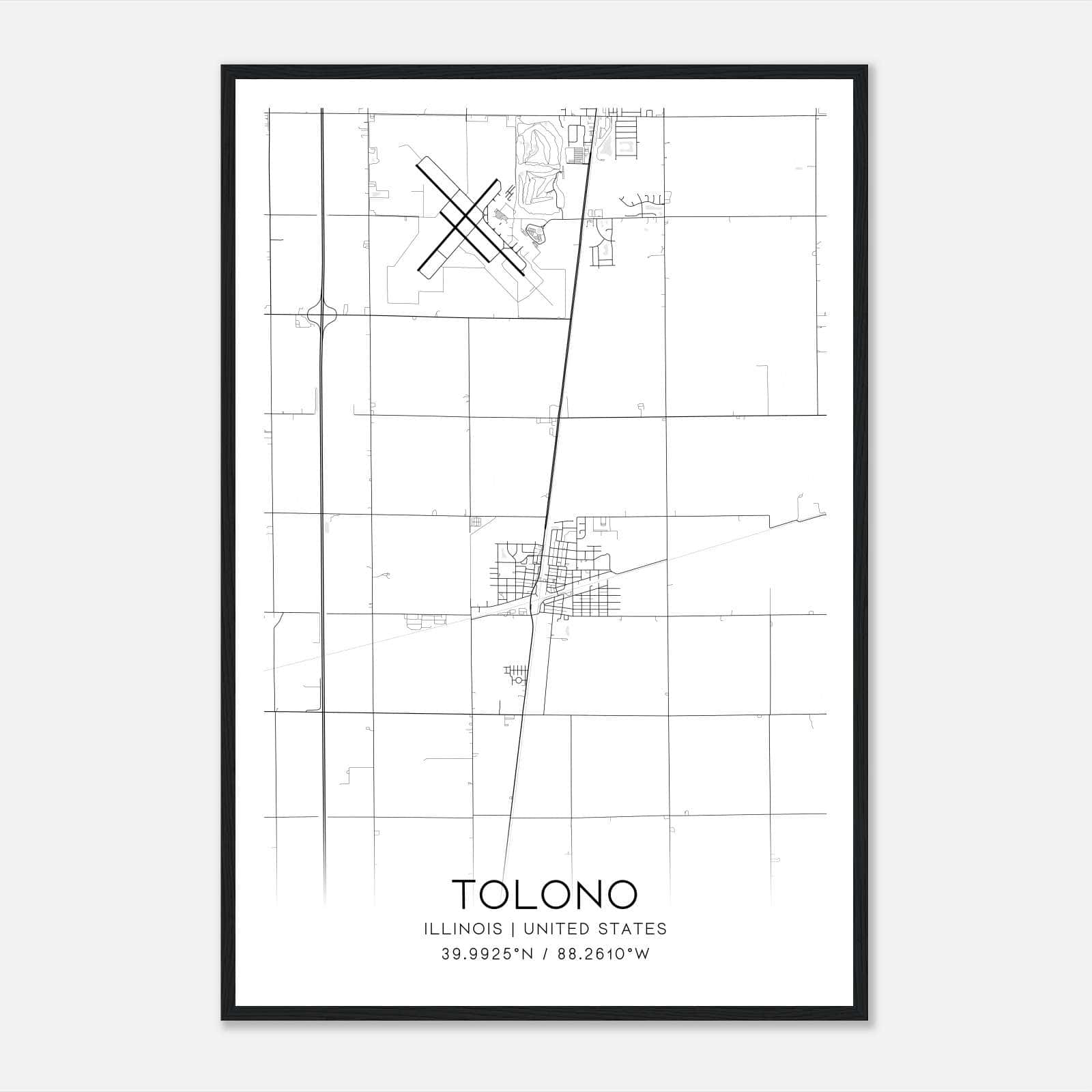 Tolono Illinois Map Poster, Modern Home Decor Wall Art Print Tolono Illinois Map Poster, Modern Home Decor Wall Art Print