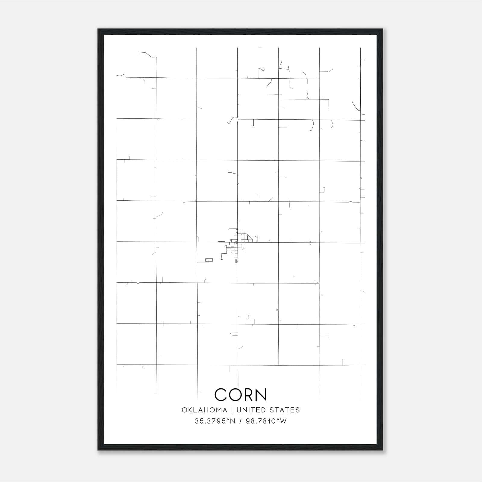 Corn Oklahoma Map Poster, Modern Home Decor Wall Art Print Corn Oklahoma Map Poster, Modern Home Decor Wall Art Print