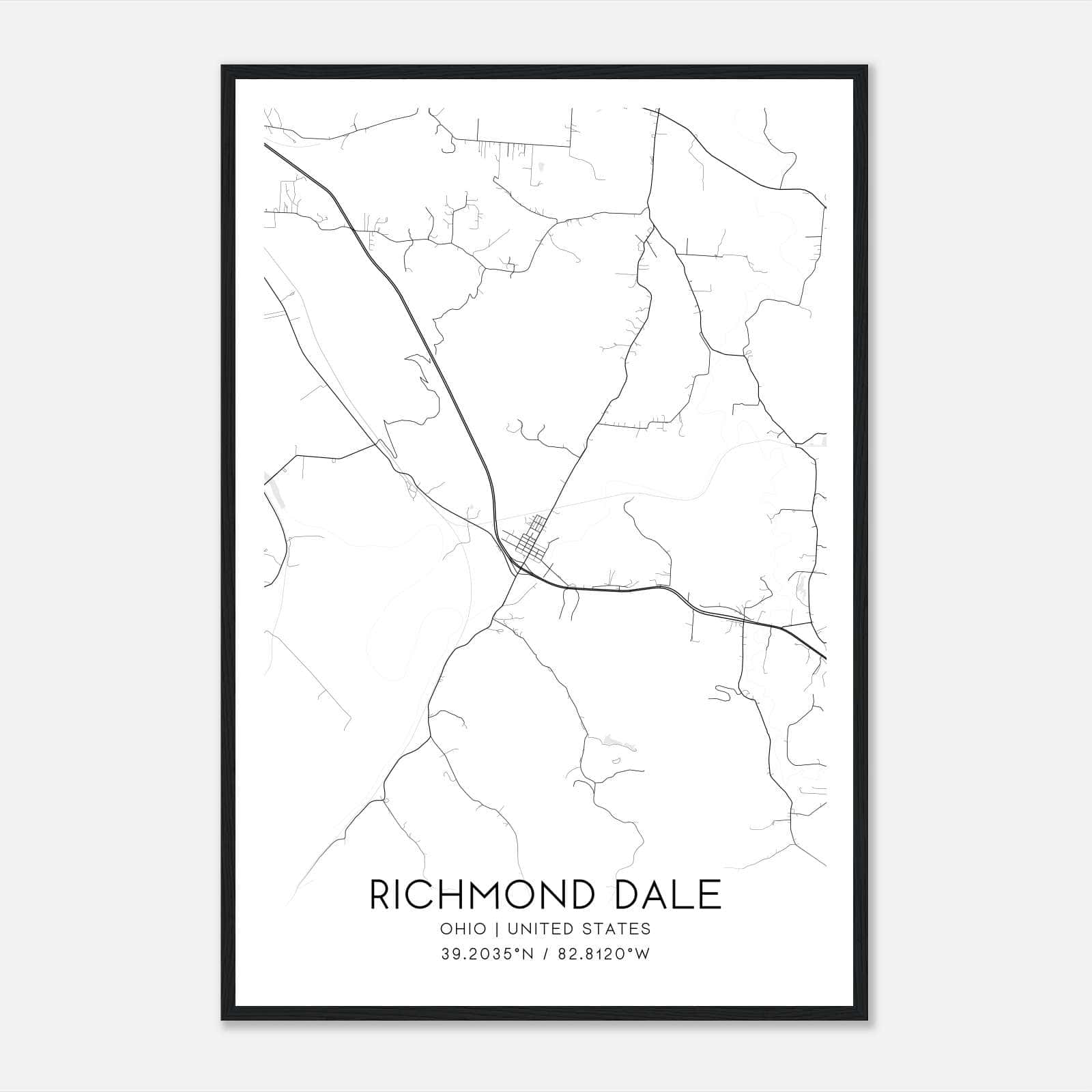 Richmond Dale Ohio Map Poster, Modern Home Decor Wall Art Print Richmond Dale Ohio Map Poster, Modern Home Decor Wall Art Print