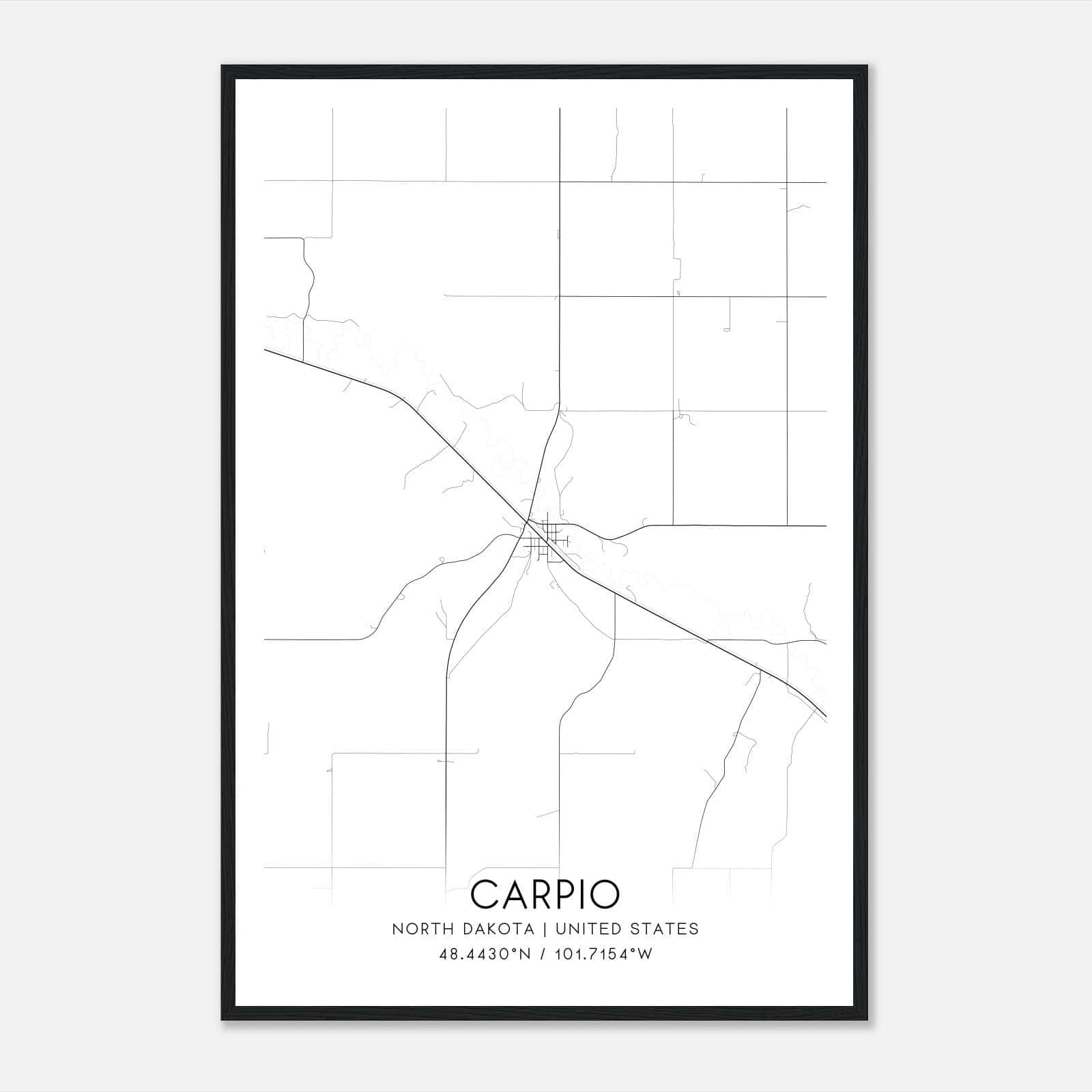 Carpio North Dakota Map Poster, Modern Home Decor Wall Art Print Carpio North Dakota Map Poster, Modern Home Decor Wall Art Print