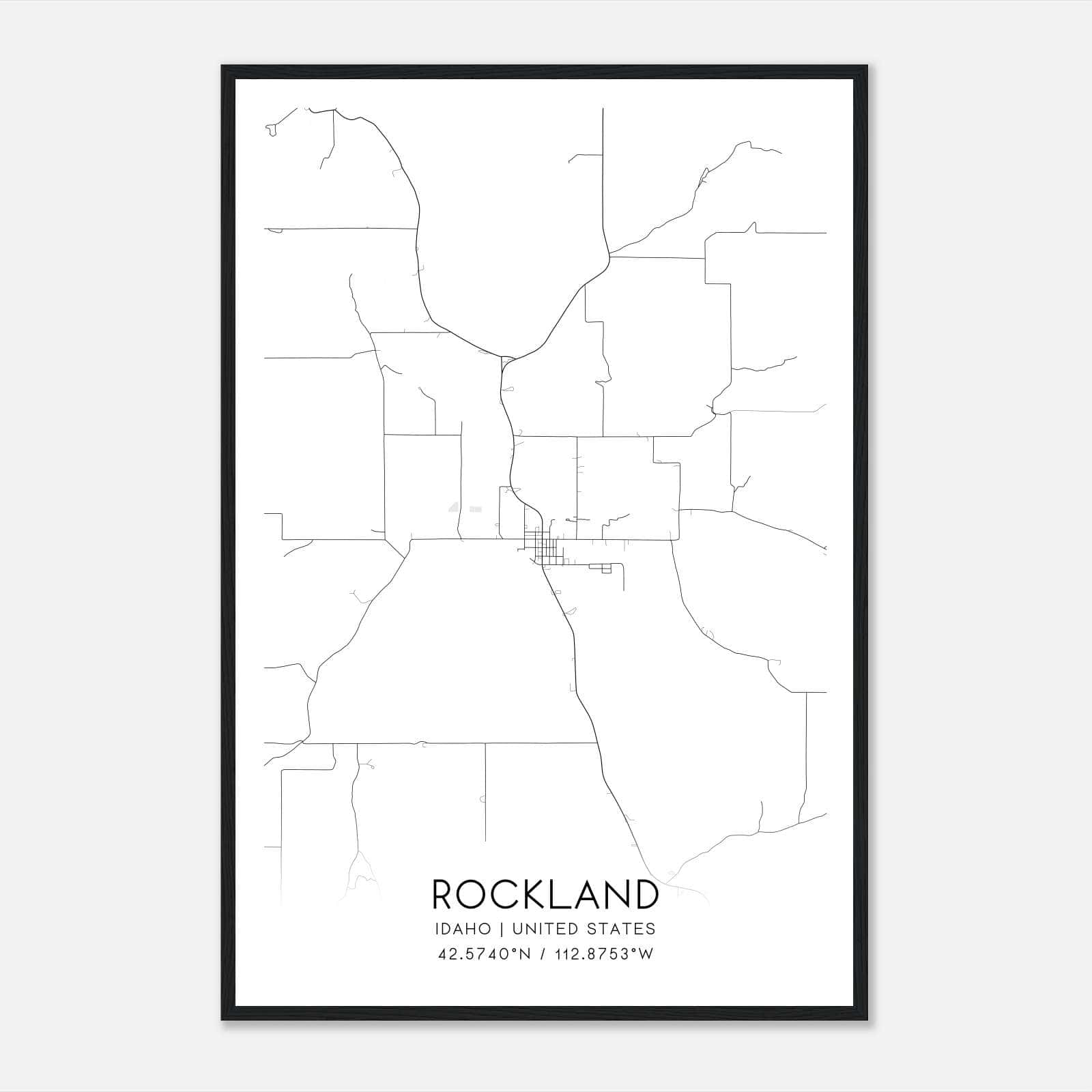 Rockland Idaho Map Poster, Modern Home Decor Wall Art Print Rockland Idaho Map Poster, Modern Home Decor Wall Art Print