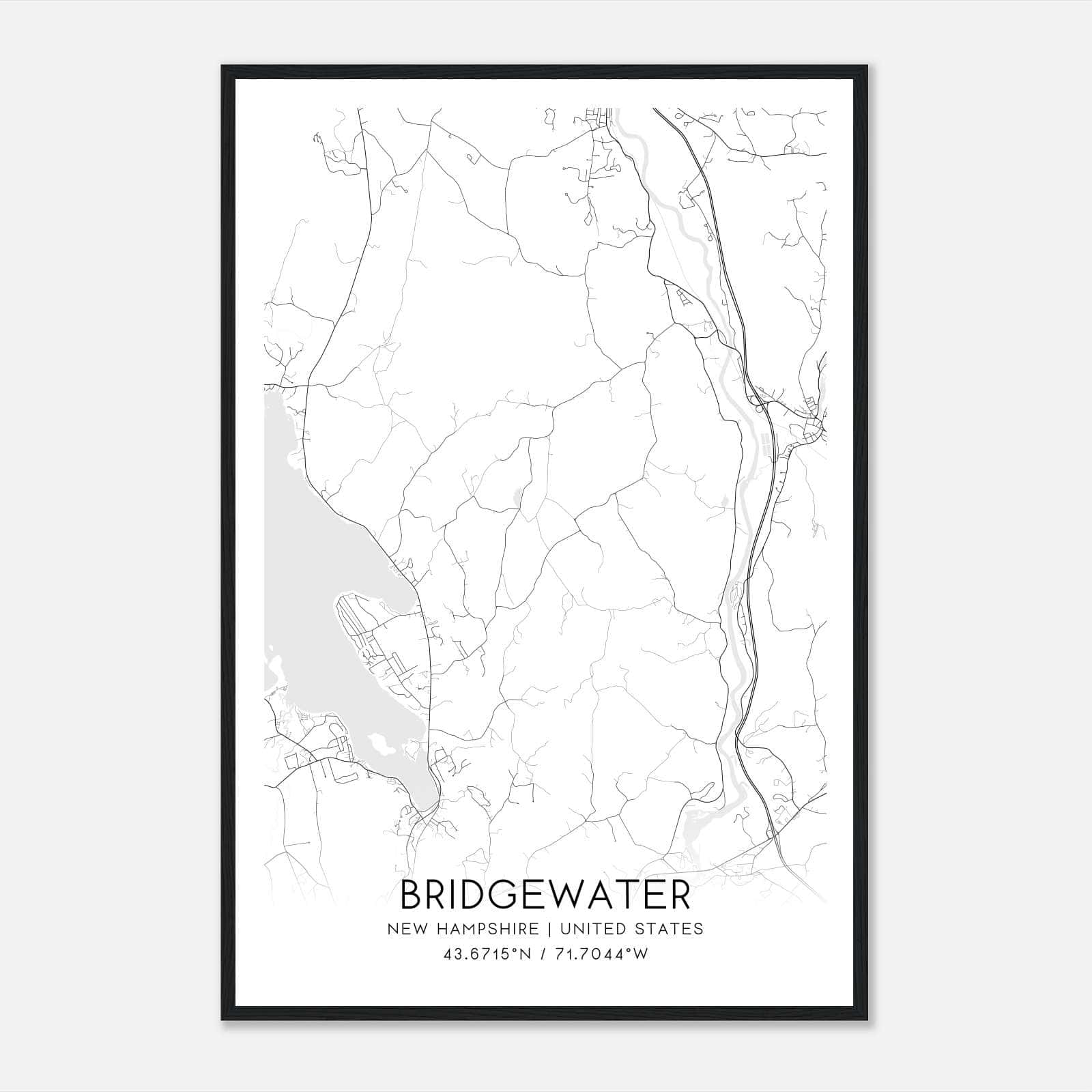 Bridgewater New Hampshire Map Poster, Modern Home Decor Wall Art Print Bridgewater New Hampshire Map Poster, Modern Home Decor Wall Art Print