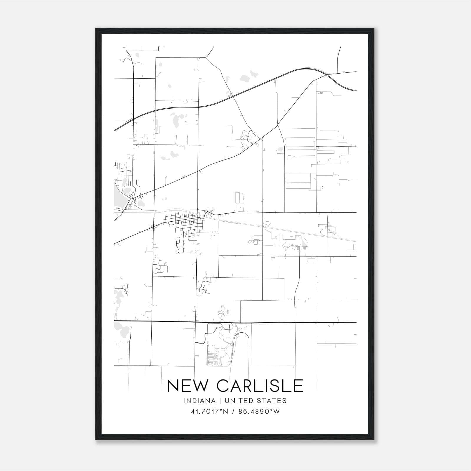 New Carlisle Indiana Map Poster, Modern Home Decor Wall Art Print New Carlisle Indiana Map Poster, Modern Home Decor Wall Art Print