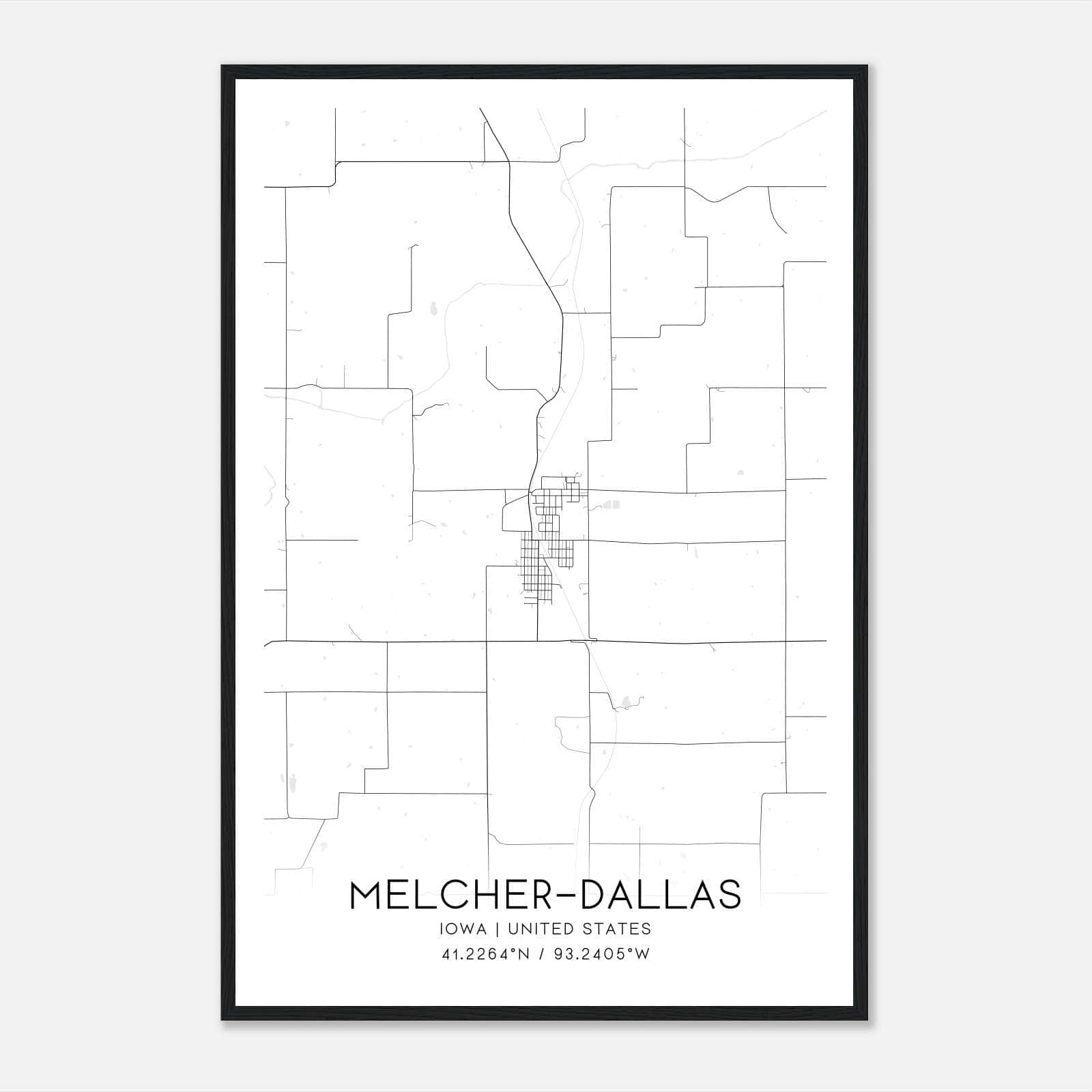 Melcher-Dallas Iowa Map Poster, Modern Home Decor Wall Art Print Melcher-Dallas Iowa Map Poster, Modern Home Decor Wall Art Print