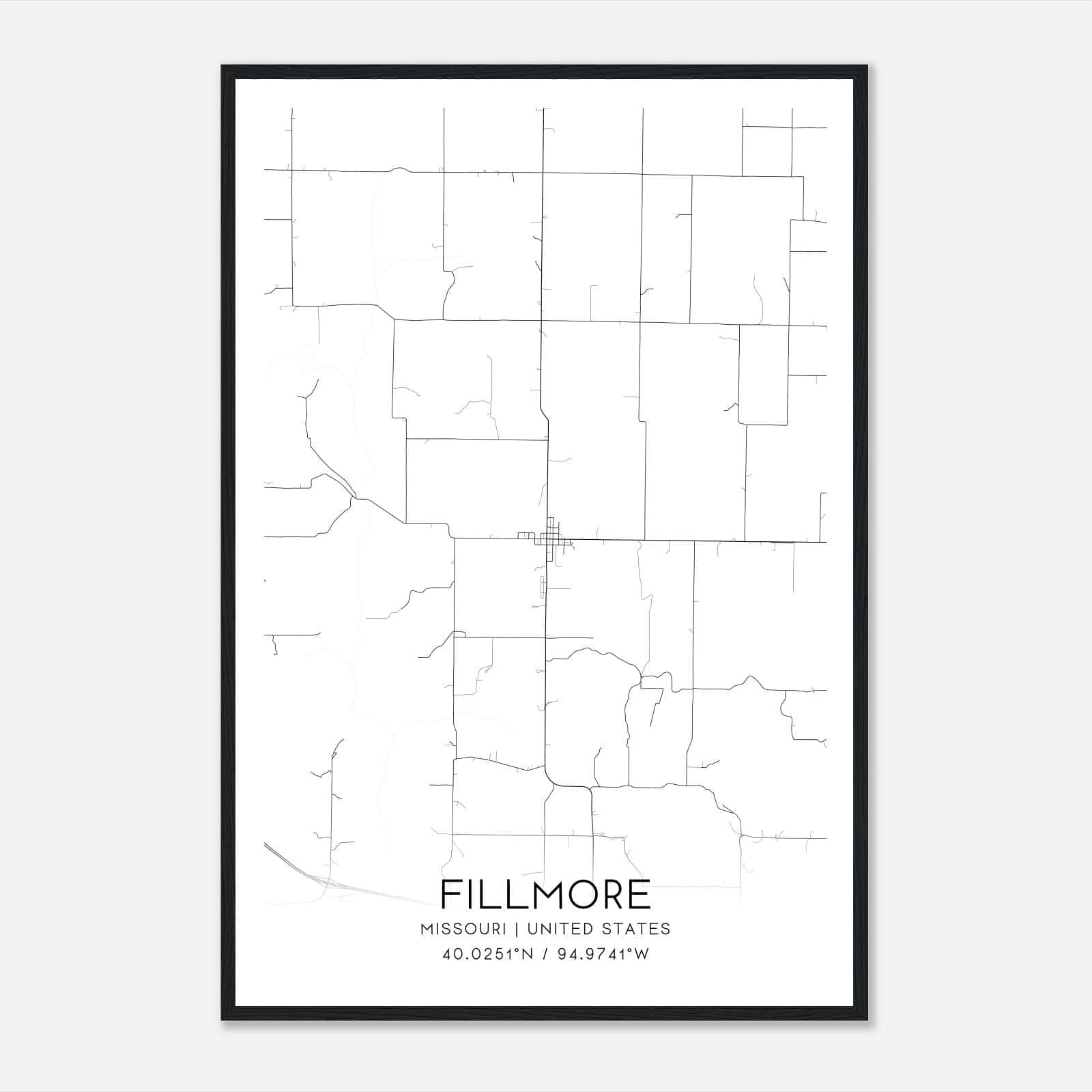 Fillmore Missouri Map Poster, Modern Home Decor Wall Art Print Fillmore Missouri Map Poster, Modern Home Decor Wall Art Print