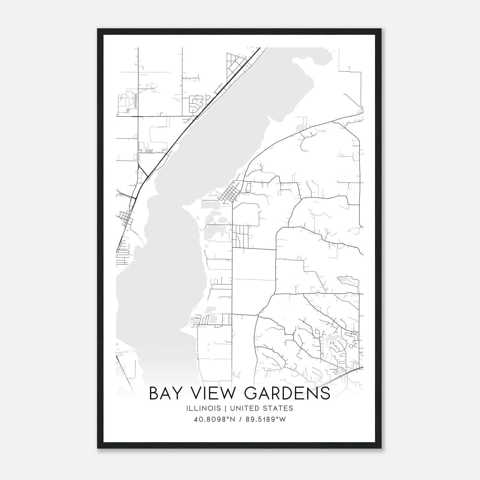 Bay View Gardens Illinois Map Poster, Modern Home Decor Wall Art Print Bay View Gardens Illinois Map Poster, Modern Home Decor Wall Art Print