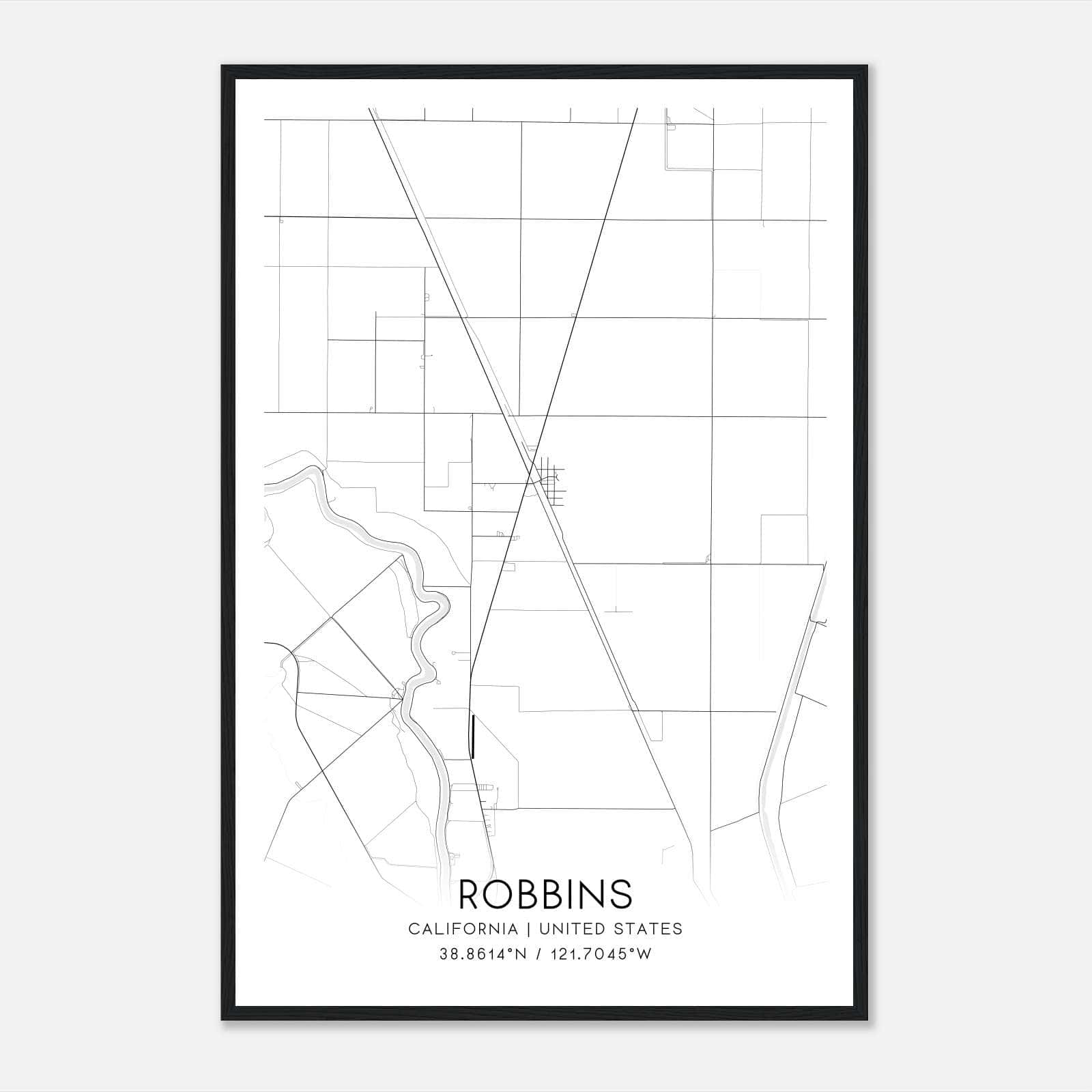 Robbins California Map Poster, Modern Home Decor Wall Art Print Robbins California Map Poster, Modern Home Decor Wall Art Print
