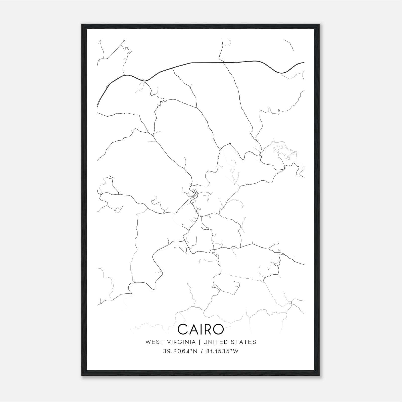 Cairo West Virginia Map Poster, Modern Home Decor Wall Art Print Cairo West Virginia Map Poster, Modern Home Decor Wall Art Print