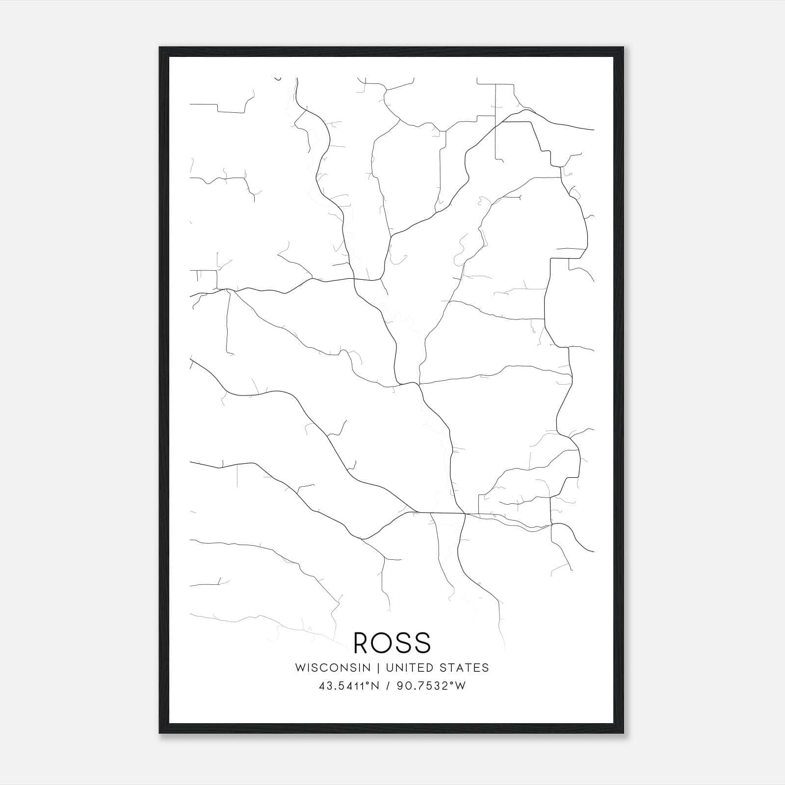 Ross Wisconsin Map Poster, Modern Home Decor Wall Art Print Ross Wisconsin Map Poster, Modern Home Decor Wall Art Print