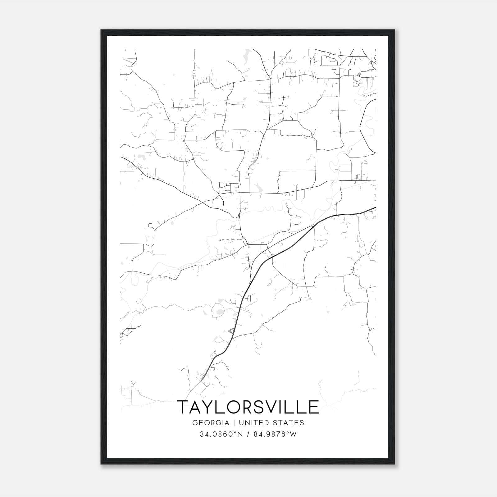 Taylorsville Georgia Map Poster, Modern Home Decor Wall Art Print Taylorsville Georgia Map Poster, Modern Home Decor Wall Art Print