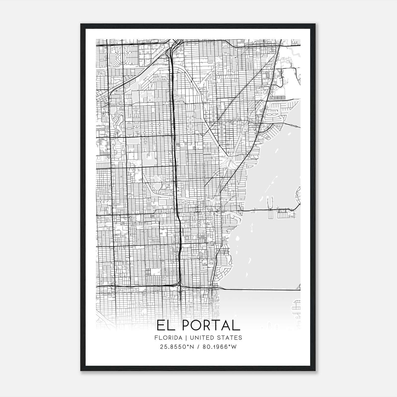 El Portal Florida Map Poster, Modern Home Decor Wall Art Print El Portal Florida Map Poster, Modern Home Decor Wall Art Print