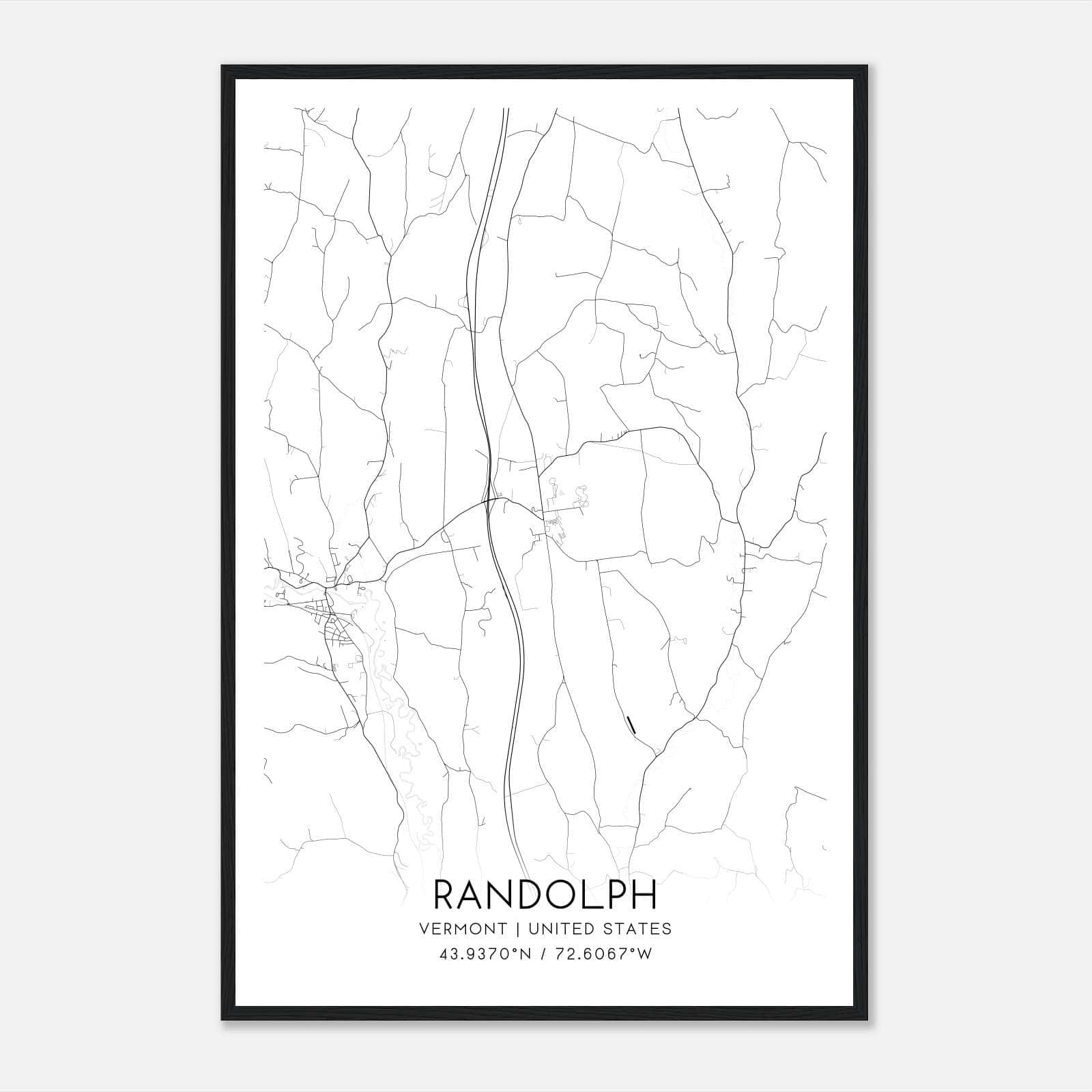 Randolph Vermont Map Poster, Modern Home Decor Wall Art Print Randolph Vermont Map Poster, Modern Home Decor Wall Art Print