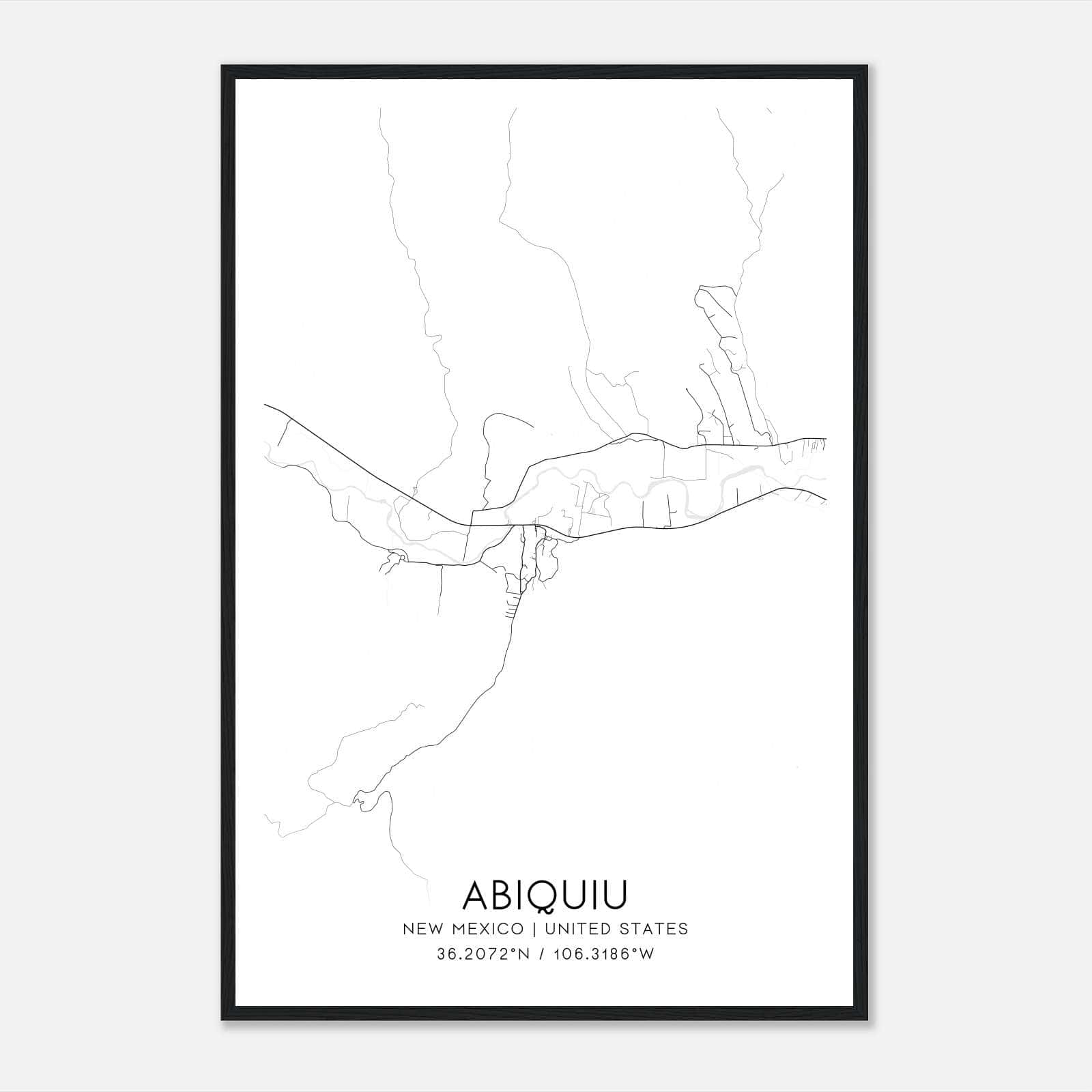 Abiquiu New Mexico Map Poster, Modern Home Decor Wall Art Print