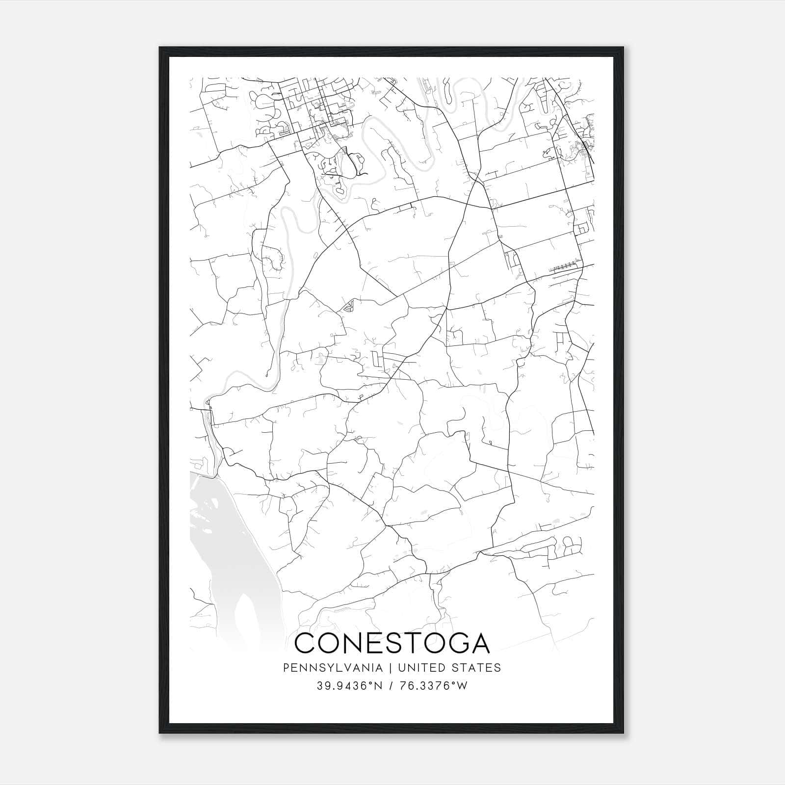 Conestoga Pennsylvania Map Poster, Modern Home Decor Wall Art Print Conestoga Pennsylvania Map Poster, Modern Home Decor Wall Art Print