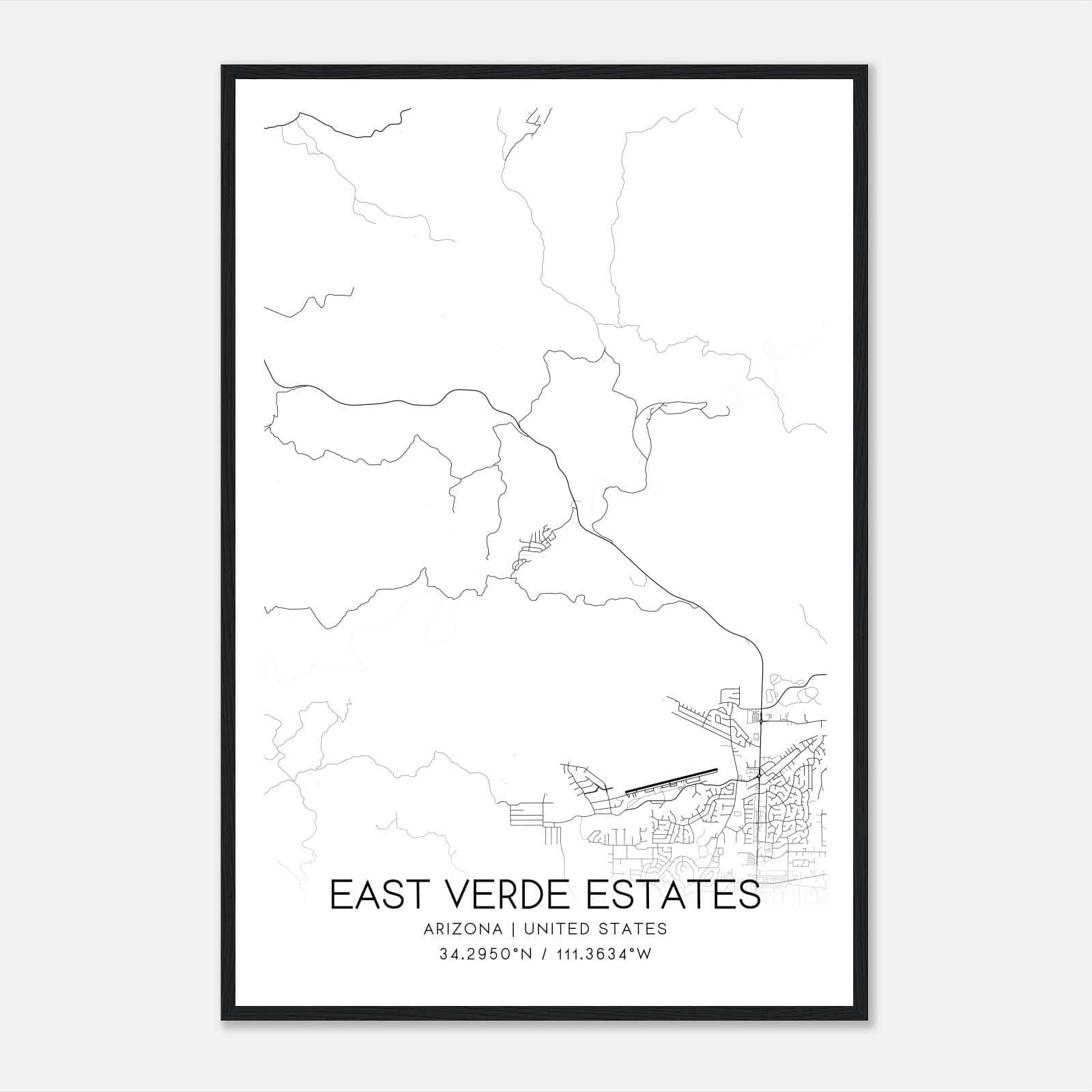 East Verde Estates Arizona Map Poster, Modern Home Decor Wall Art Print East Verde Estates Arizona Map Poster, Modern Home Decor Wall Art Print