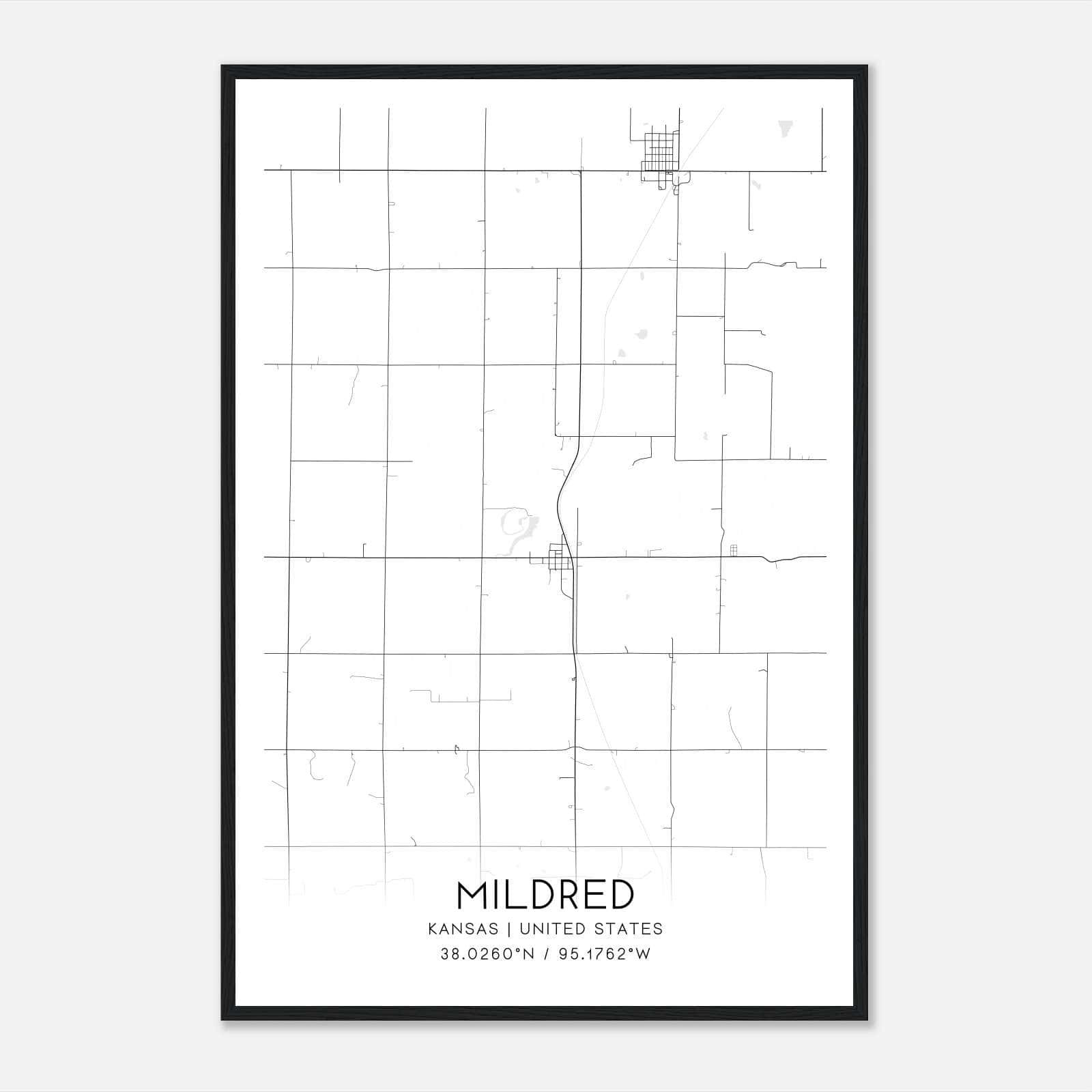 Mildred Kansas Map Poster, Modern Home Decor Wall Art Print Mildred Kansas Map Poster, Modern Home Decor Wall Art Print