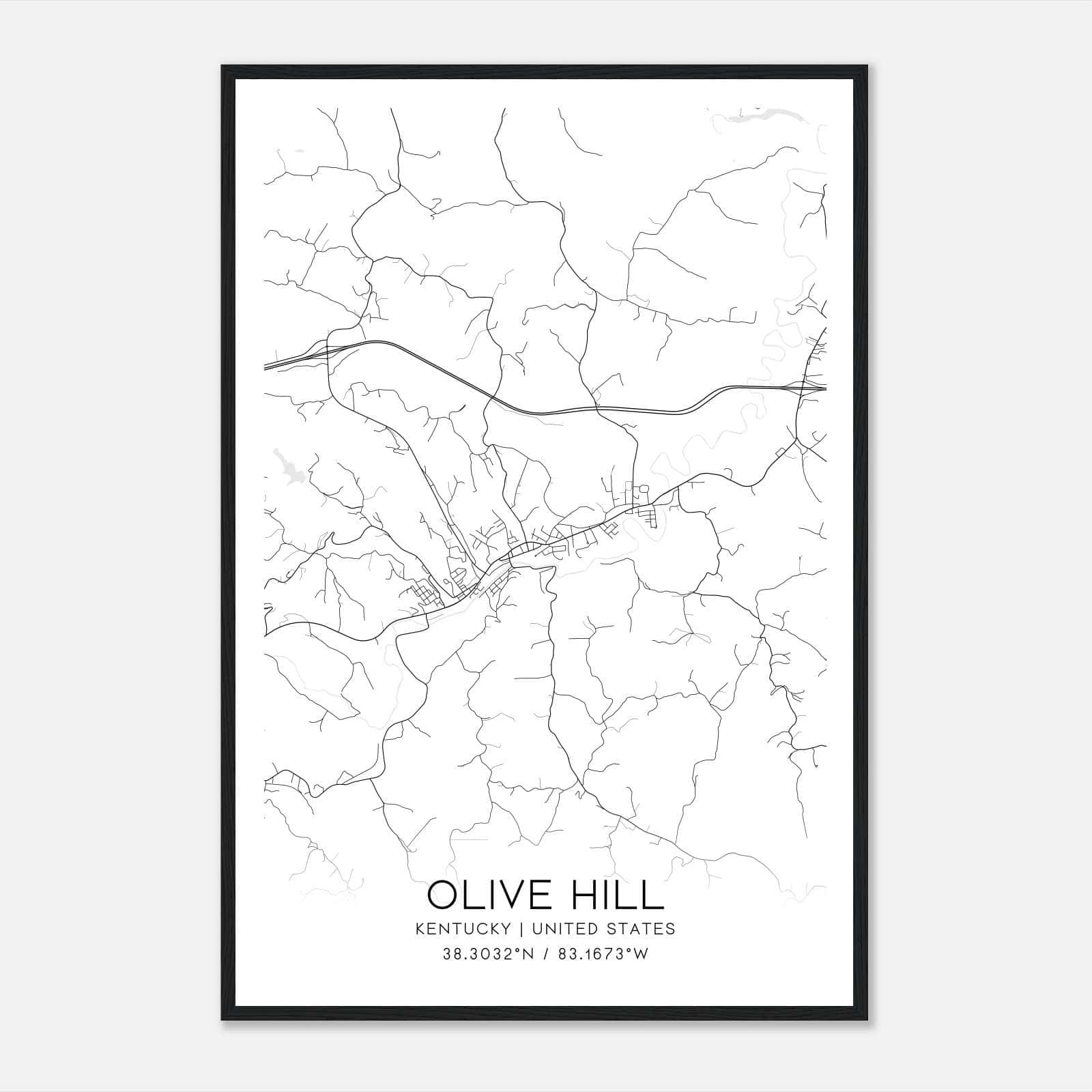 Olive Hill Kentucky Map Poster, Modern Home Decor Wall Art Print Olive Hill Kentucky Map Poster, Modern Home Decor Wall Art Print