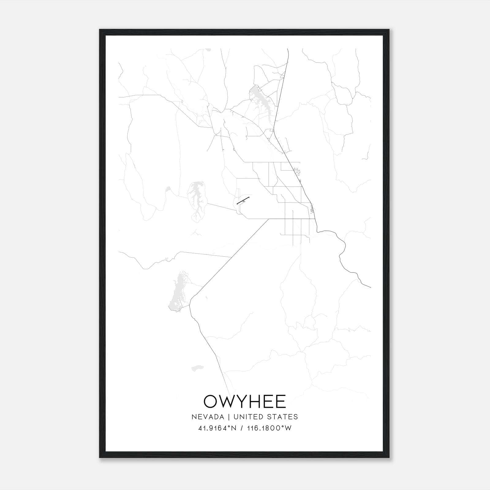 Owyhee Nevada Map Poster, Modern Home Decor Wall Art Print Owyhee Nevada Map Poster, Modern Home Decor Wall Art Print