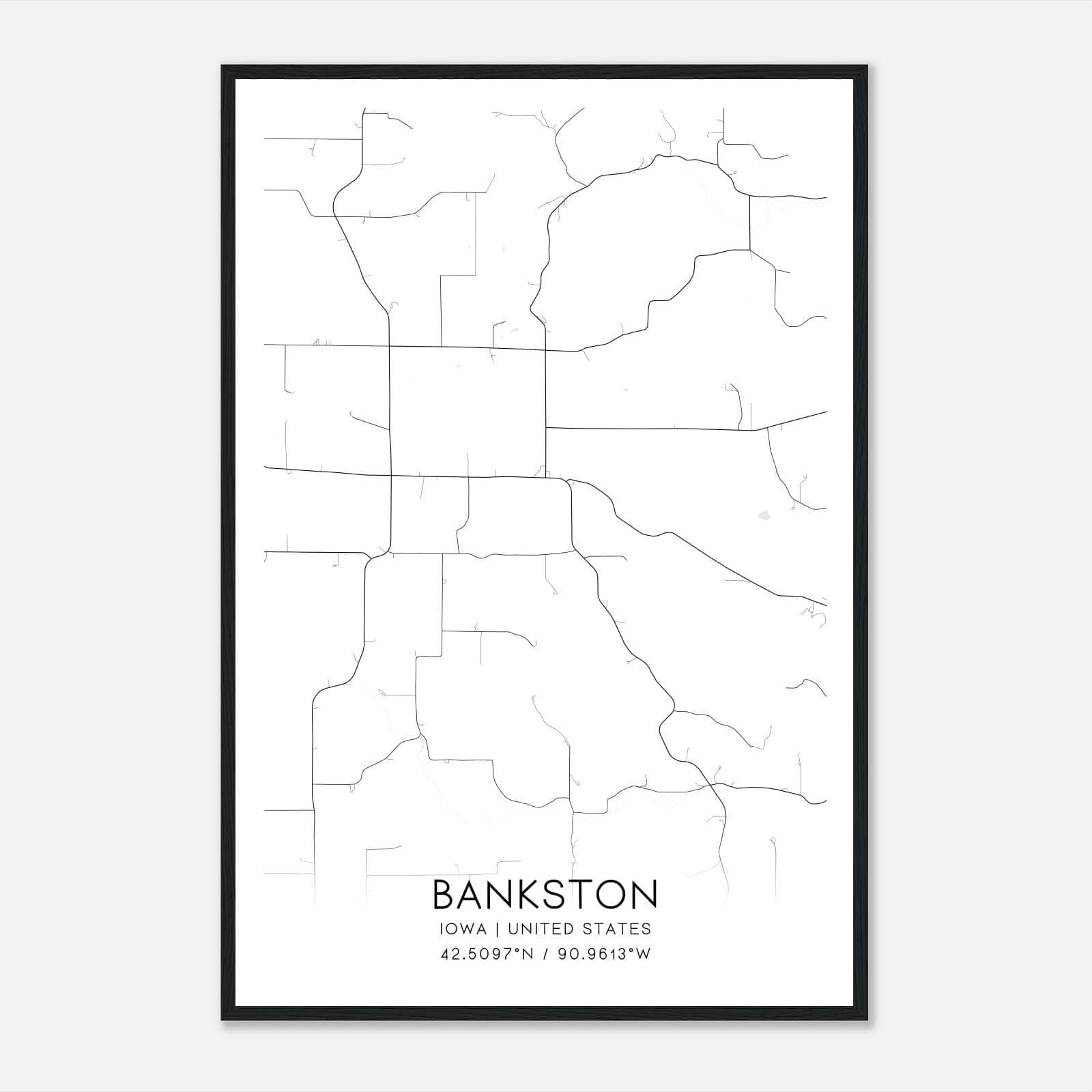 Bankston Iowa Map Poster, Modern Home Decor Wall Art Print Bankston Iowa Map Poster, Modern Home Decor Wall Art Print