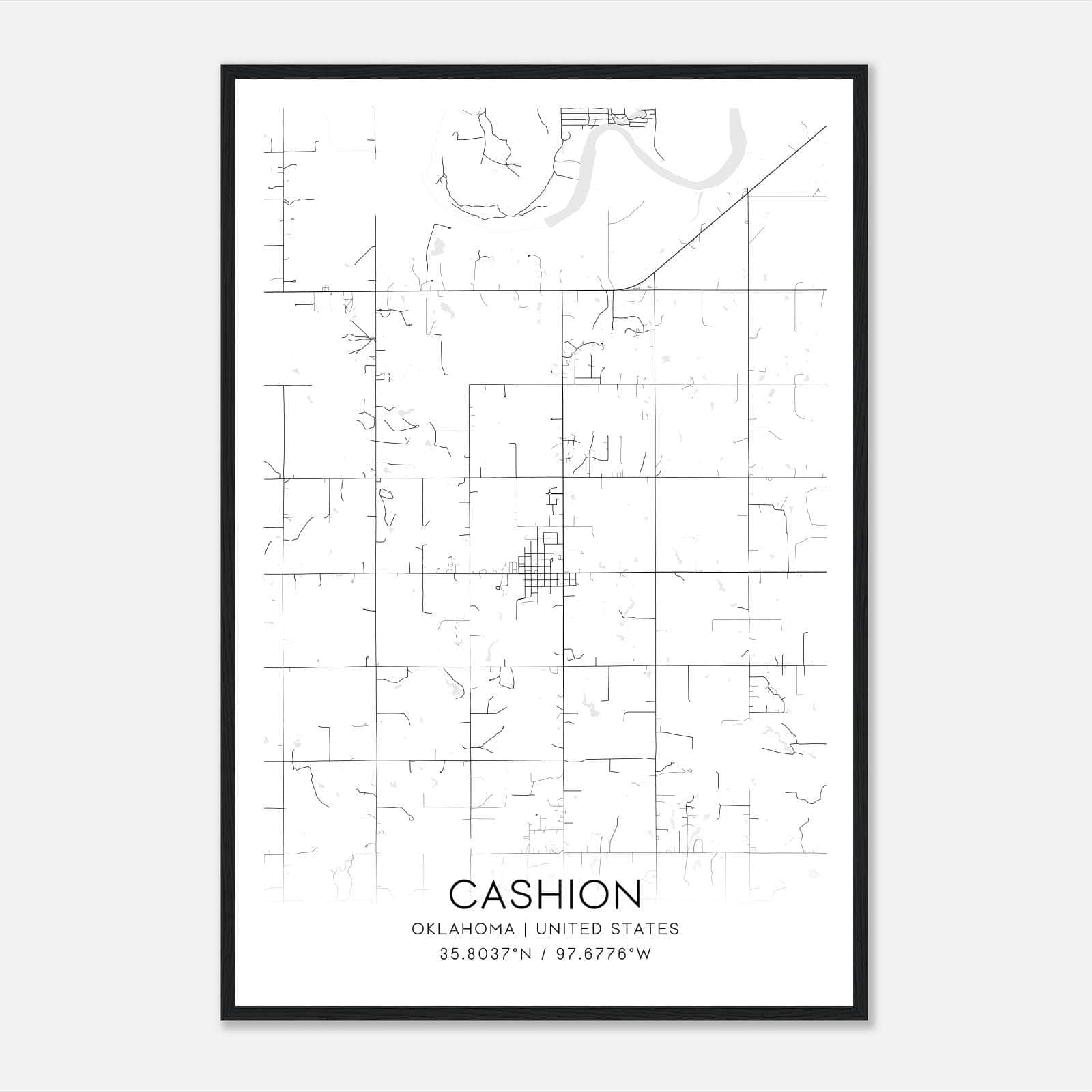 Cashion Oklahoma Map Poster, Modern Home Decor Wall Art Print Cashion Oklahoma Map Poster, Modern Home Decor Wall Art Print