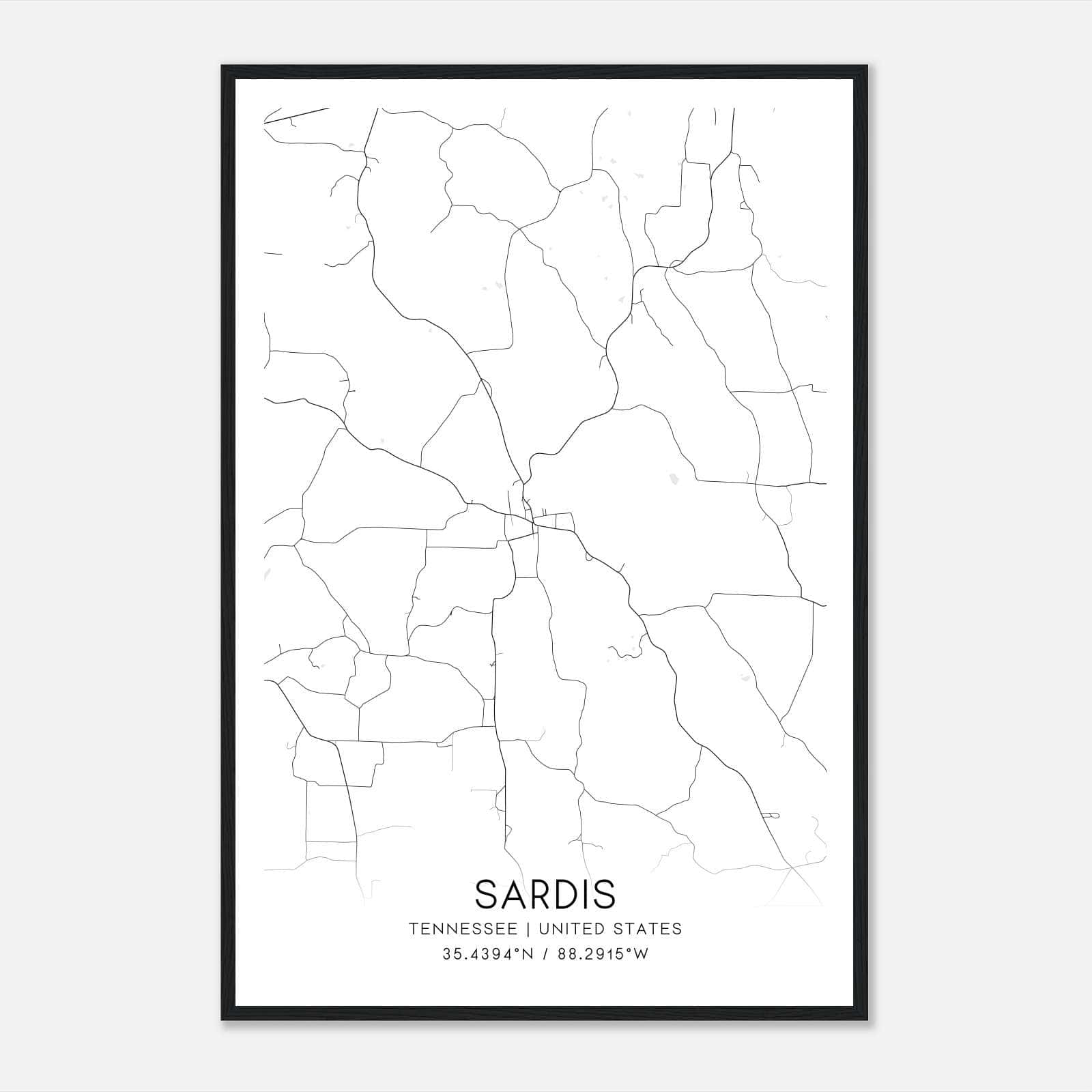 Sardis Tennessee Map Poster, Modern Home Decor Wall Art Print Sardis Tennessee Map Poster, Modern Home Decor Wall Art Print