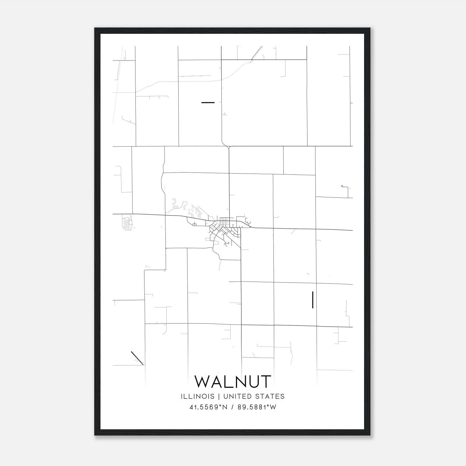 Walnut Illinois Map Poster, Modern Home Decor Wall Art Print Walnut Illinois Map Poster, Modern Home Decor Wall Art Print