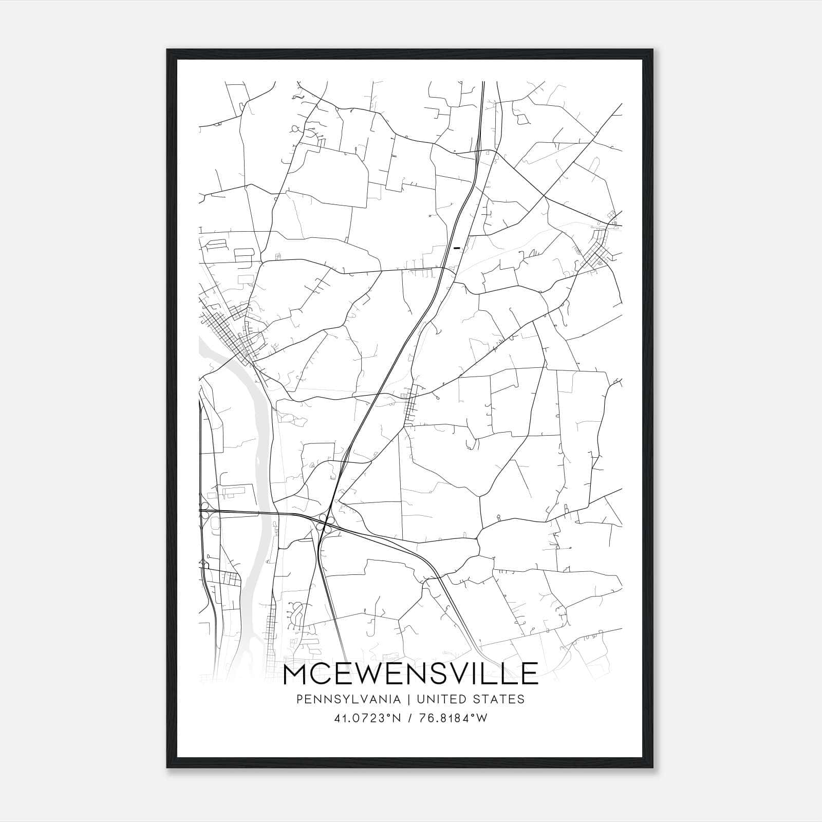 Mcewensville Pennsylvania Map Poster, Modern Home Decor Wall Art Print Mcewensville Pennsylvania Map Poster, Modern Home Decor Wall Art Print