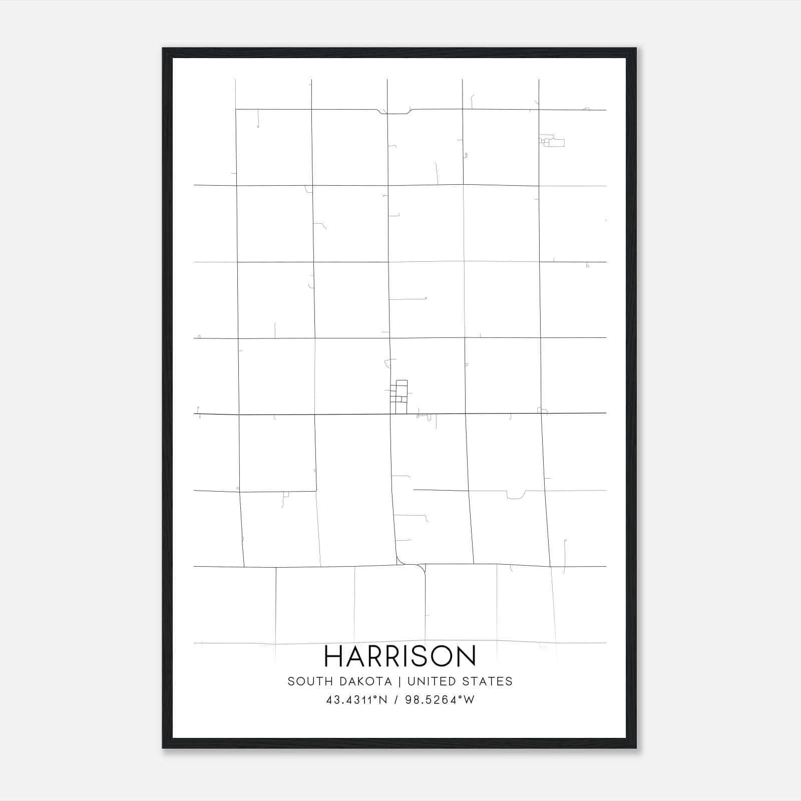Harrison South Dakota Map Poster, Modern Home Decor Wall Art Print Harrison South Dakota Map Poster, Modern Home Decor Wall Art Print