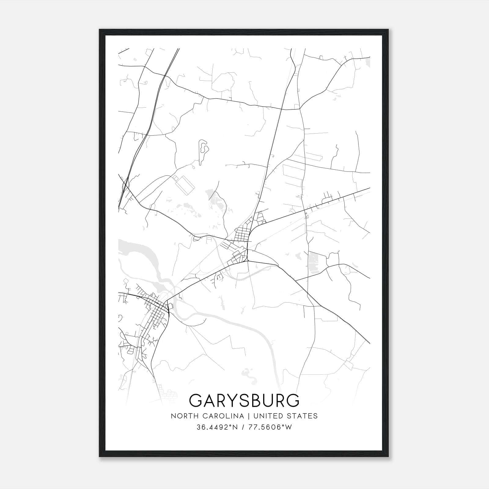 Garysburg North Carolina Map Poster, Modern Home Decor Wall Art Print Garysburg North Carolina Map Poster, Modern Home Decor Wall Art Print