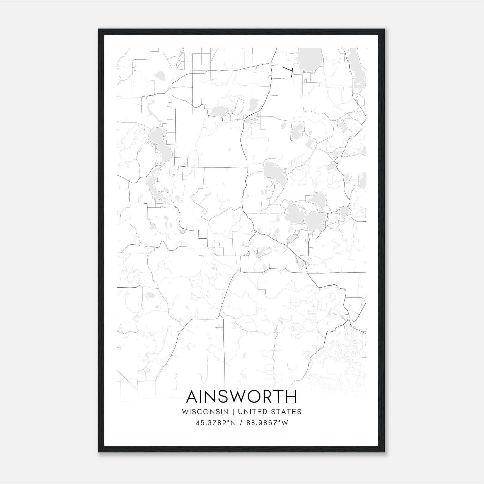 Ainsworth Wisconsin Map Poster, Modern Home Decor Wall Art Print Ainsworth Wisconsin Map Poster, Modern Home Decor Wall Art Print