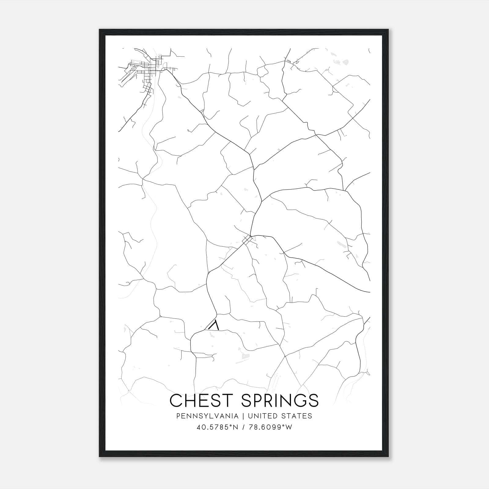 Chest Springs Pennsylvania Map Poster, Modern Home Decor Wall Art Print Chest Springs Pennsylvania Map Poster, Modern Home Decor Wall Art Print
