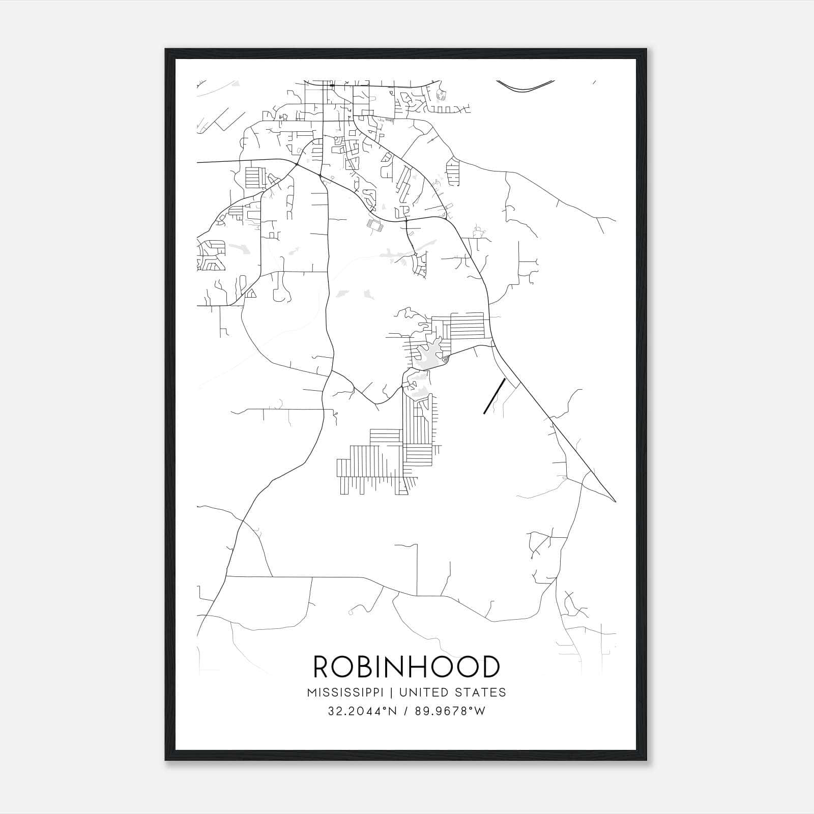 Robinhood Mississippi Map Poster, Modern Home Decor Wall Art Print Robinhood Mississippi Map Poster, Modern Home Decor Wall Art Print