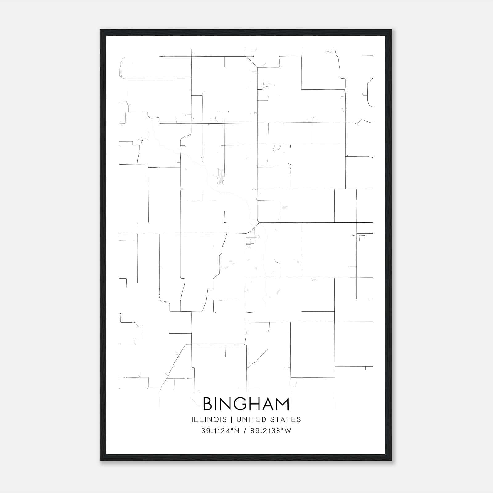 Bingham Illinois Map Poster, Modern Home Decor Wall Art Print Bingham Illinois Map Poster, Modern Home Decor Wall Art Print