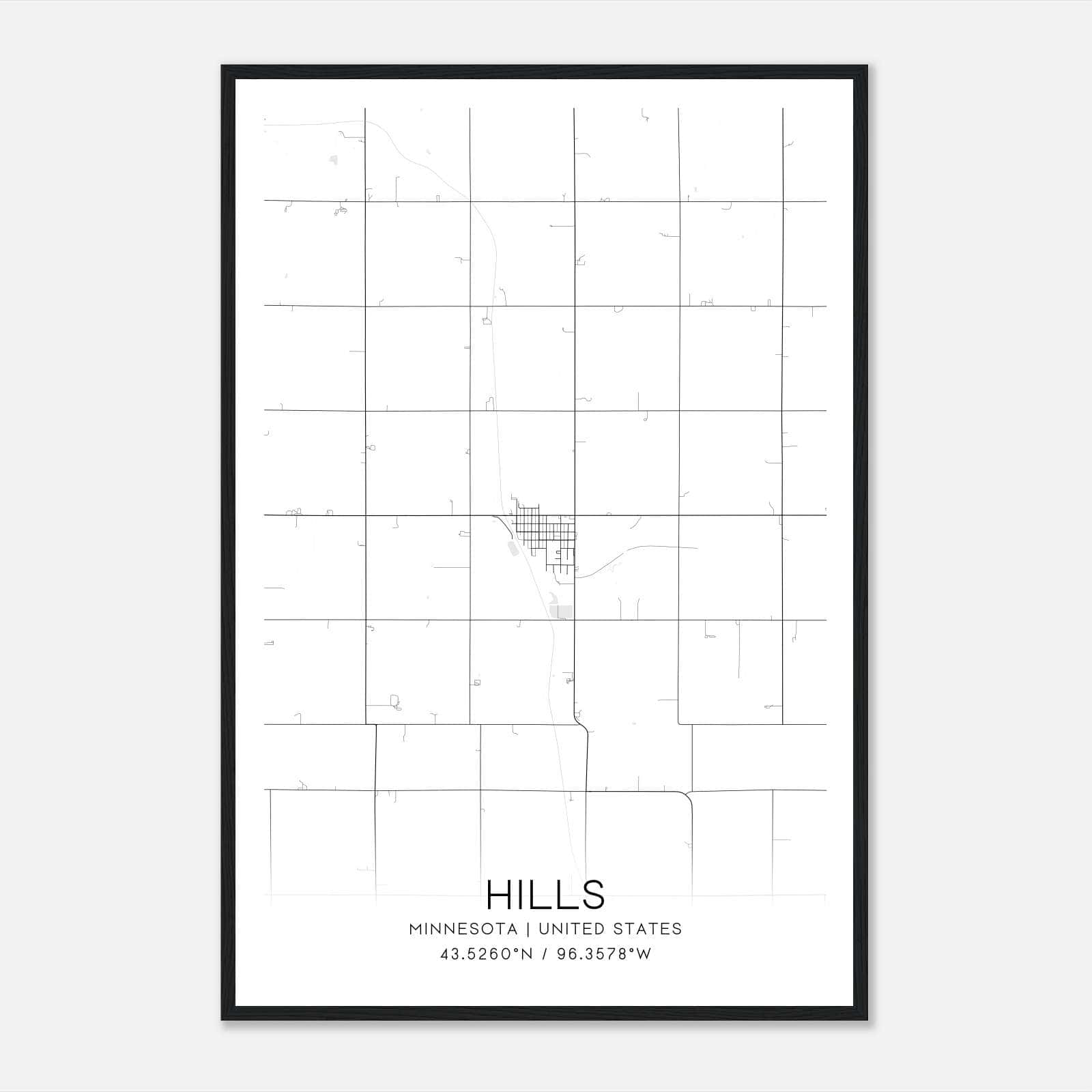 Hills Minnesota Map Poster, Modern Home Decor Wall Art Print Hills Minnesota Map Poster, Modern Home Decor Wall Art Print