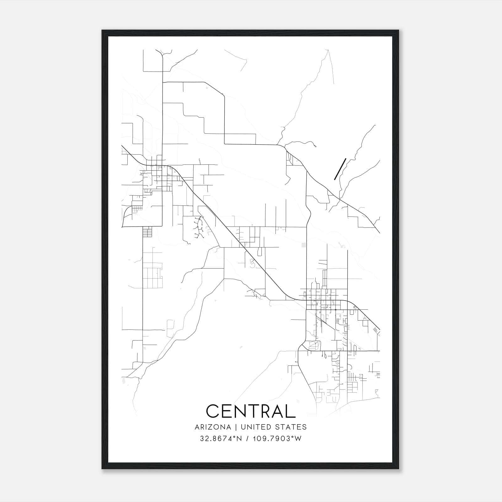 Central Arizona Map Poster, Modern Home Decor Wall Art Print Central Arizona Map Poster, Modern Home Decor Wall Art Print