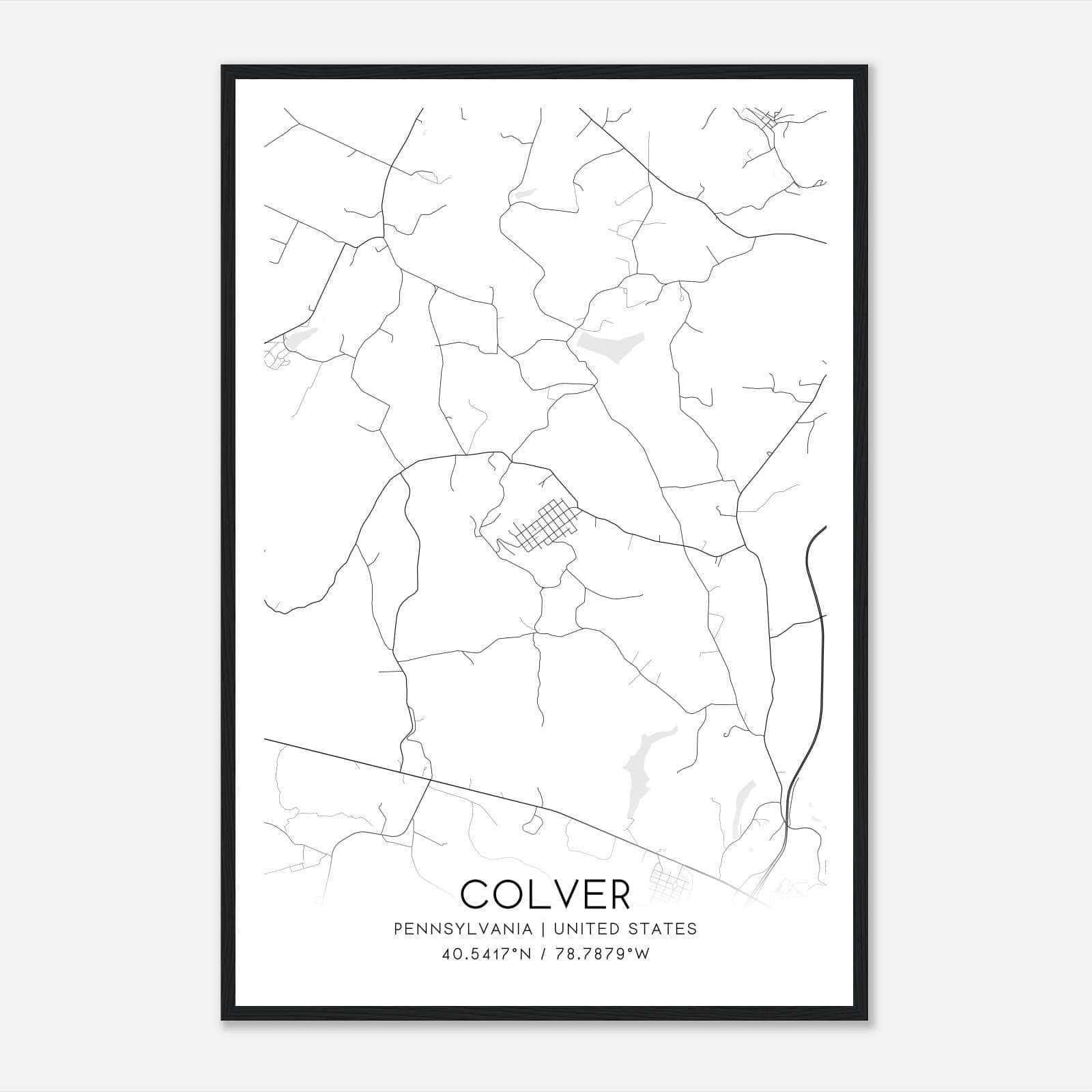 Colver Pennsylvania Map Poster, Modern Home Decor Wall Art Print Colver Pennsylvania Map Poster, Modern Home Decor Wall Art Print