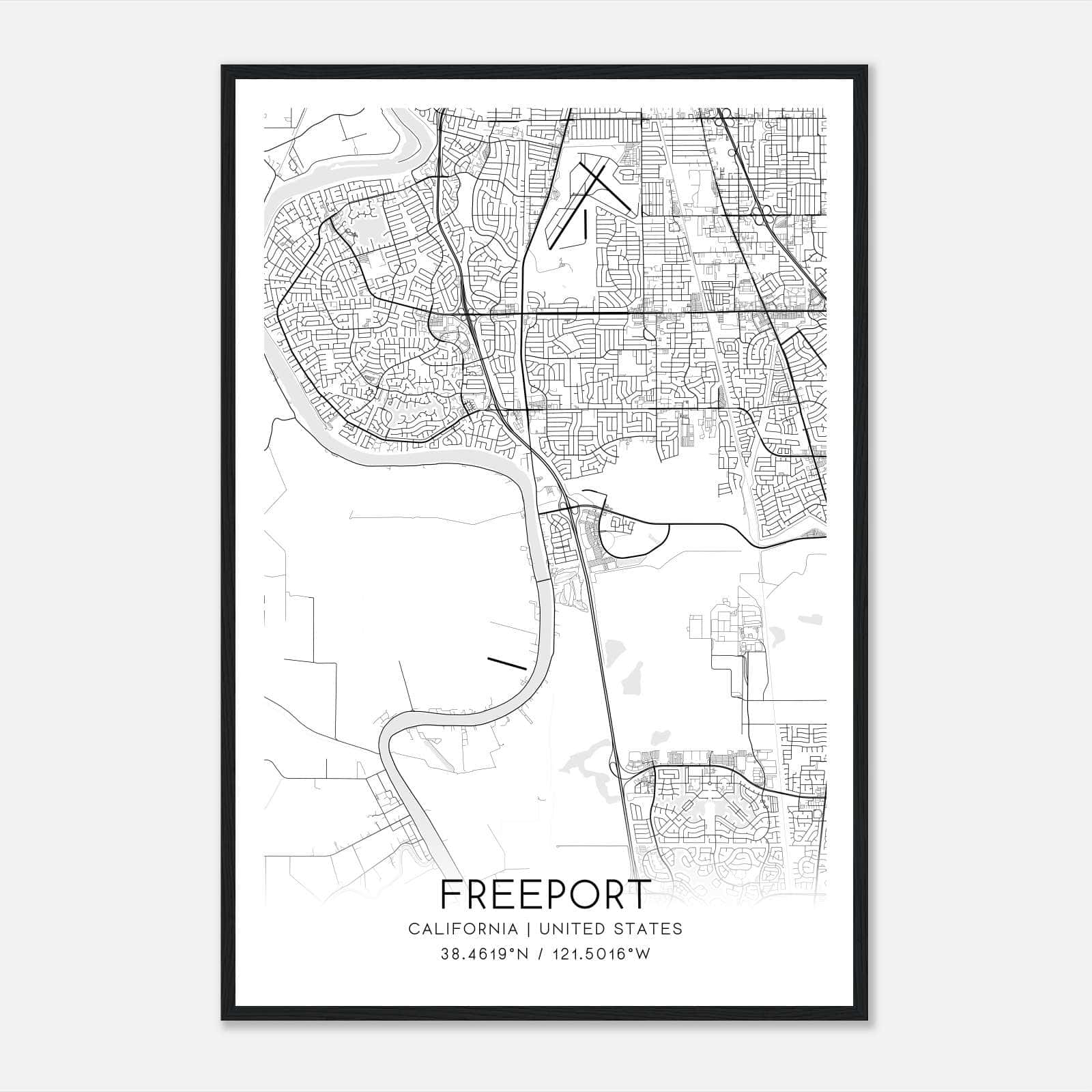 Freeport California Map Poster, Modern Home Decor Wall Art Print Freeport California Map Poster, Modern Home Decor Wall Art Print