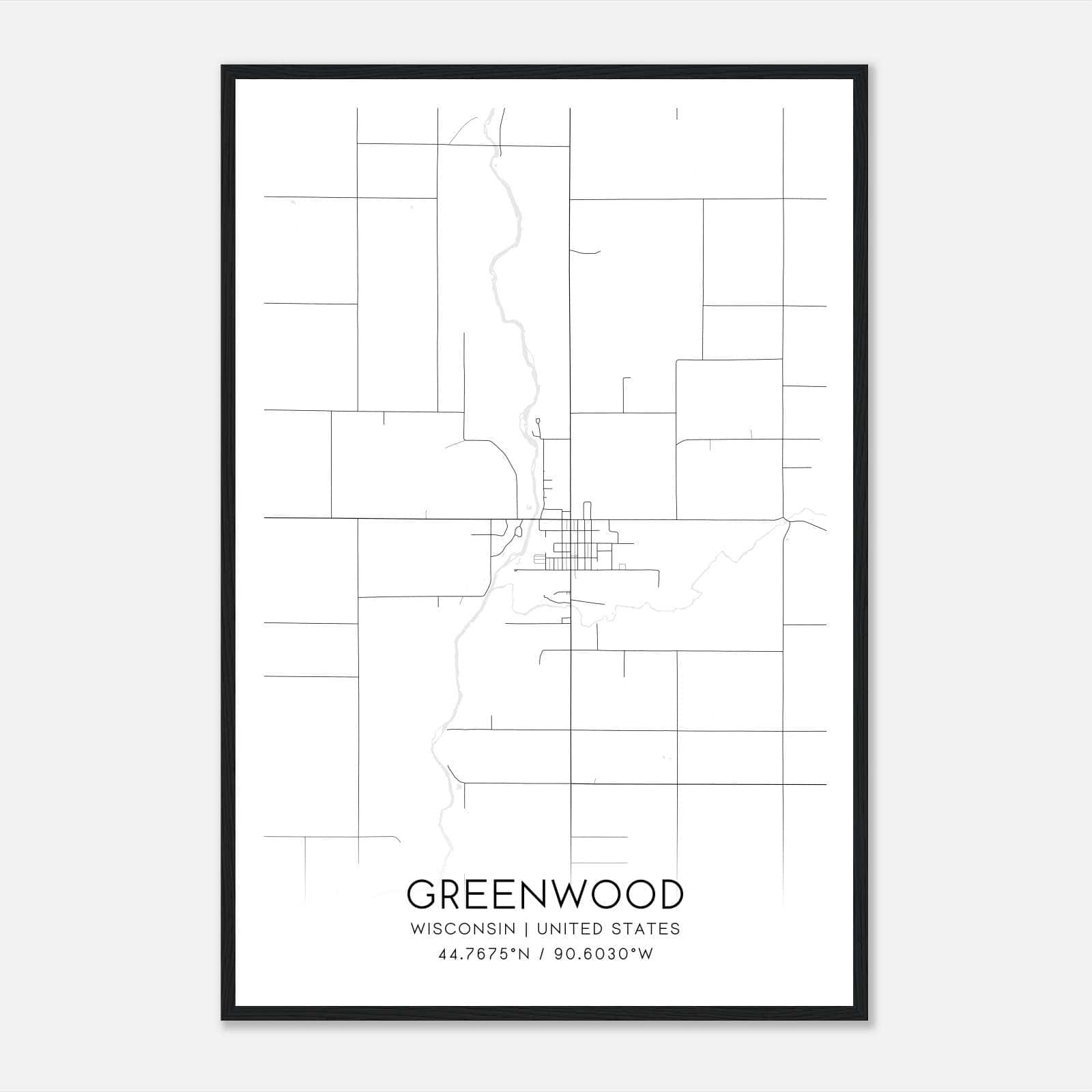 Greenwood Wisconsin Map Poster, Modern Home Decor Wall Art Print Greenwood Wisconsin Map Poster, Modern Home Decor Wall Art Print