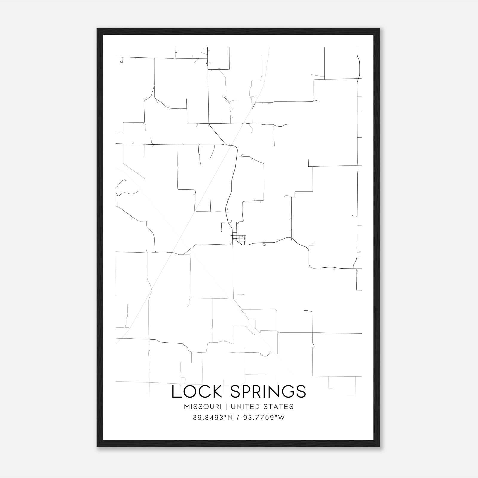 Lock Springs Missouri Map Poster, Modern Home Decor Wall Art Print Lock Springs Missouri Map Poster, Modern Home Decor Wall Art Print
