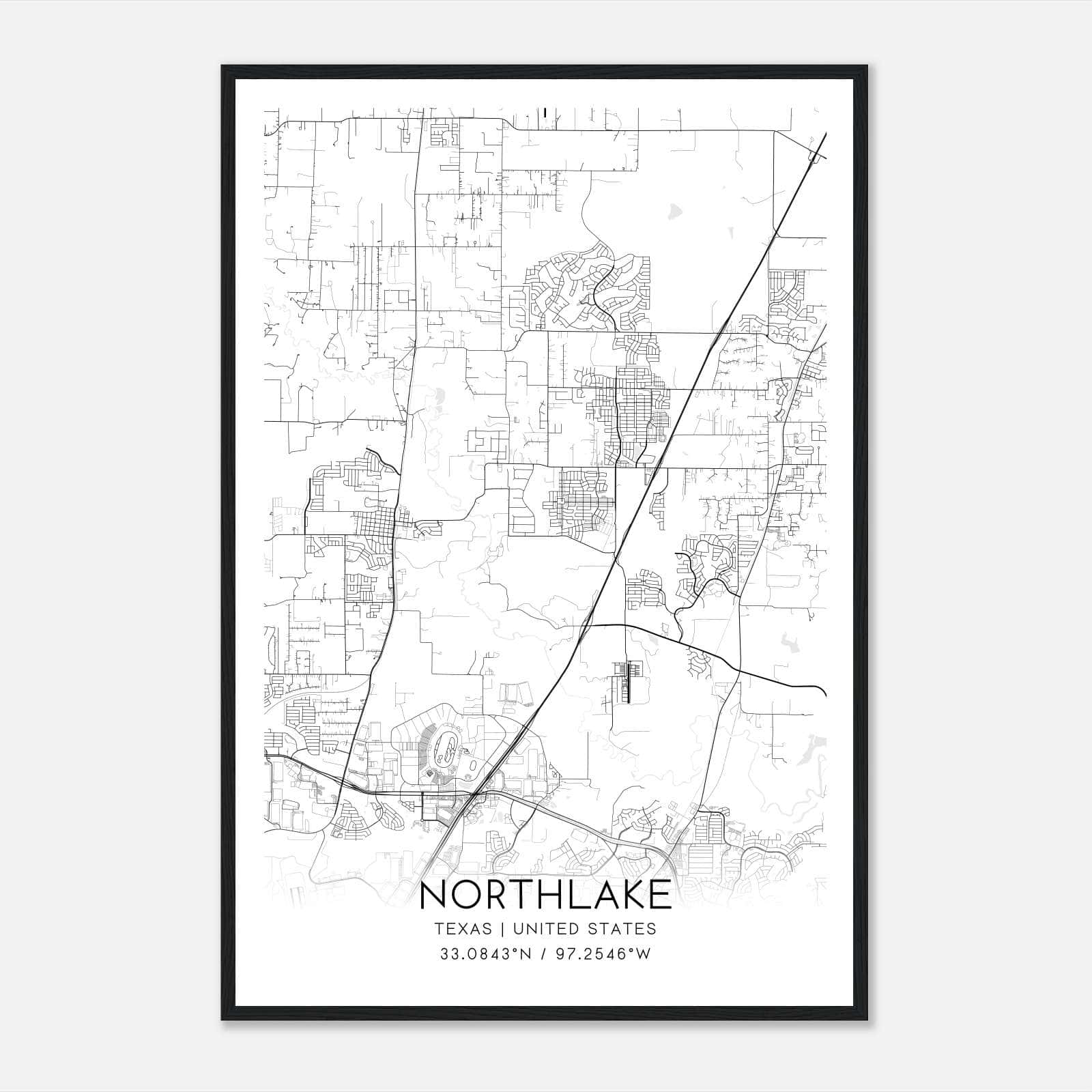Northlake Texas Map Poster, Modern Home Decor Wall Art Print Northlake Texas Map Poster, Modern Home Decor Wall Art Print