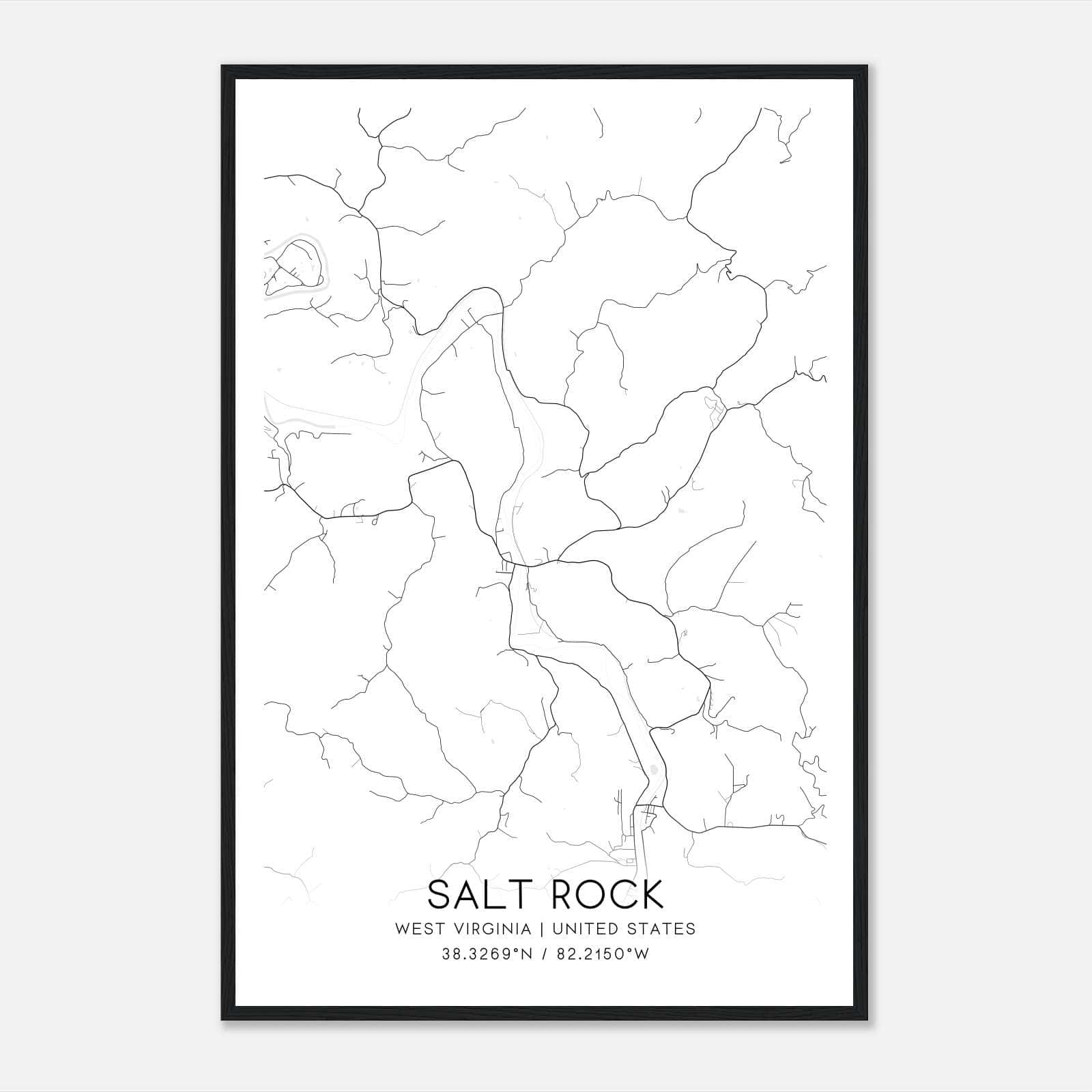 Salt Rock West Virginia Map Poster, Modern Home Decor Wall Art Print Salt Rock West Virginia Map Poster, Modern Home Decor Wall Art Print
