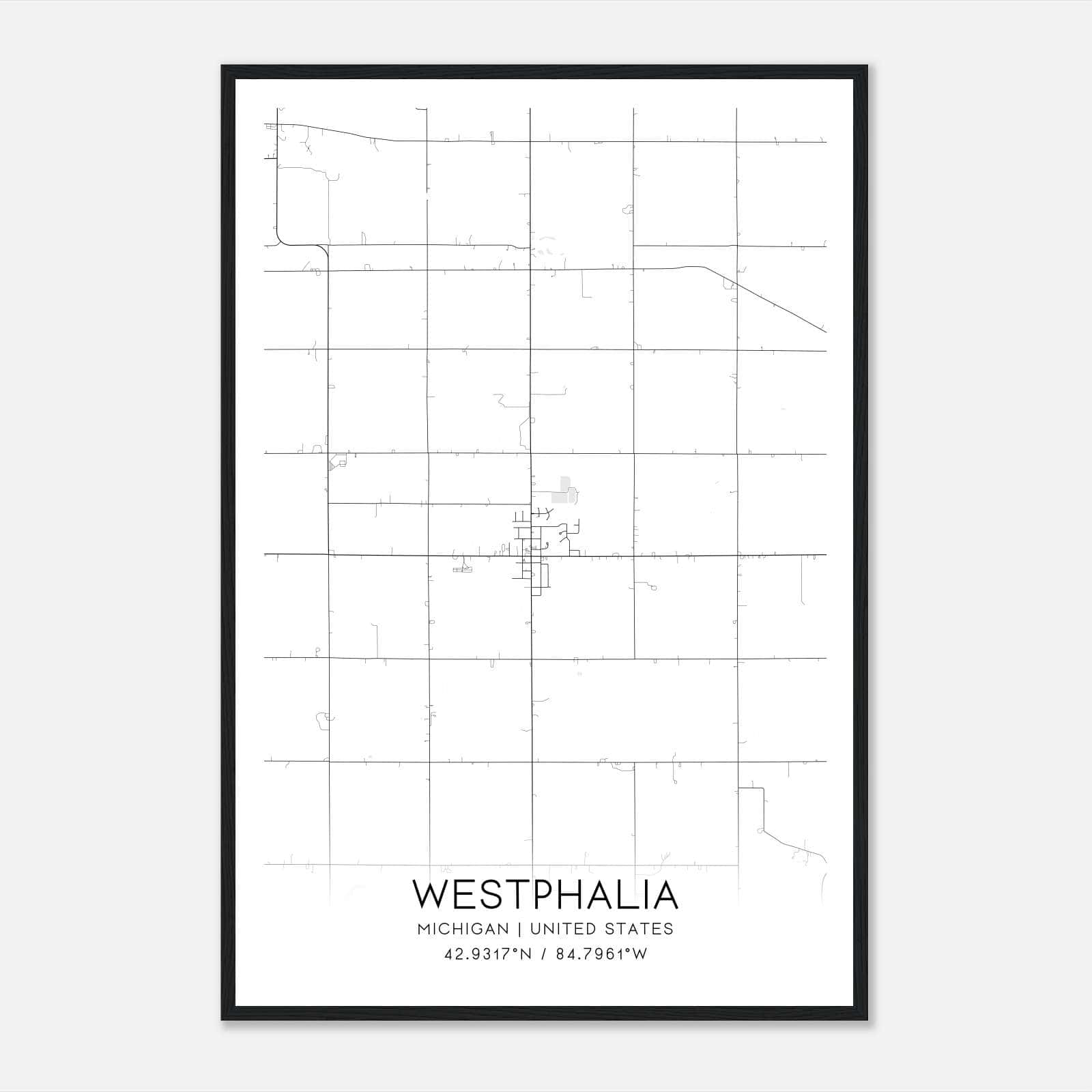 Westphalia Michigan Map Poster, Modern Home Decor Wall Art Print Westphalia Michigan Map Poster, Modern Home Decor Wall Art Print