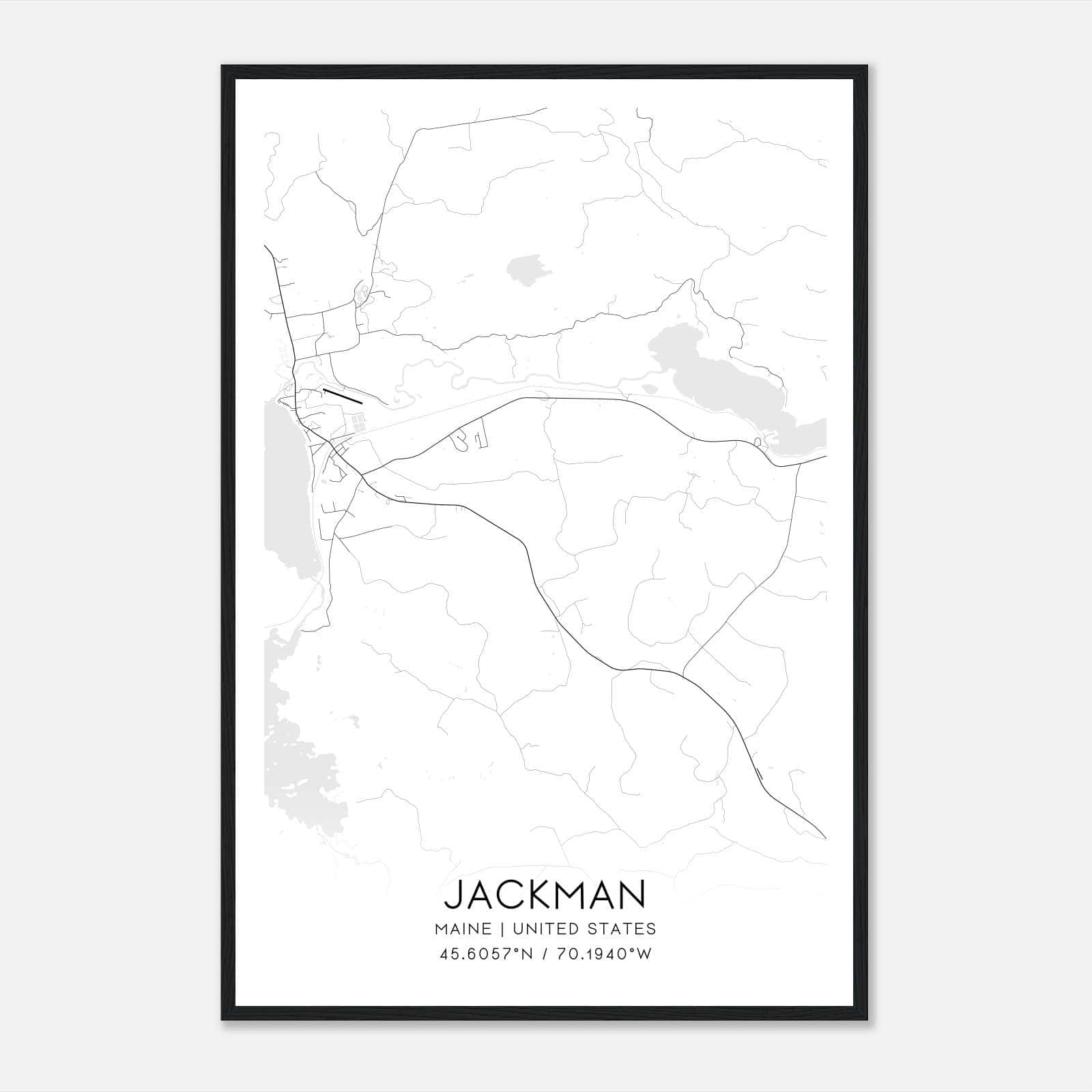Jackman Maine Map Poster, Modern Home Decor Wall Art Print Jackman Maine Map Poster, Modern Home Decor Wall Art Print