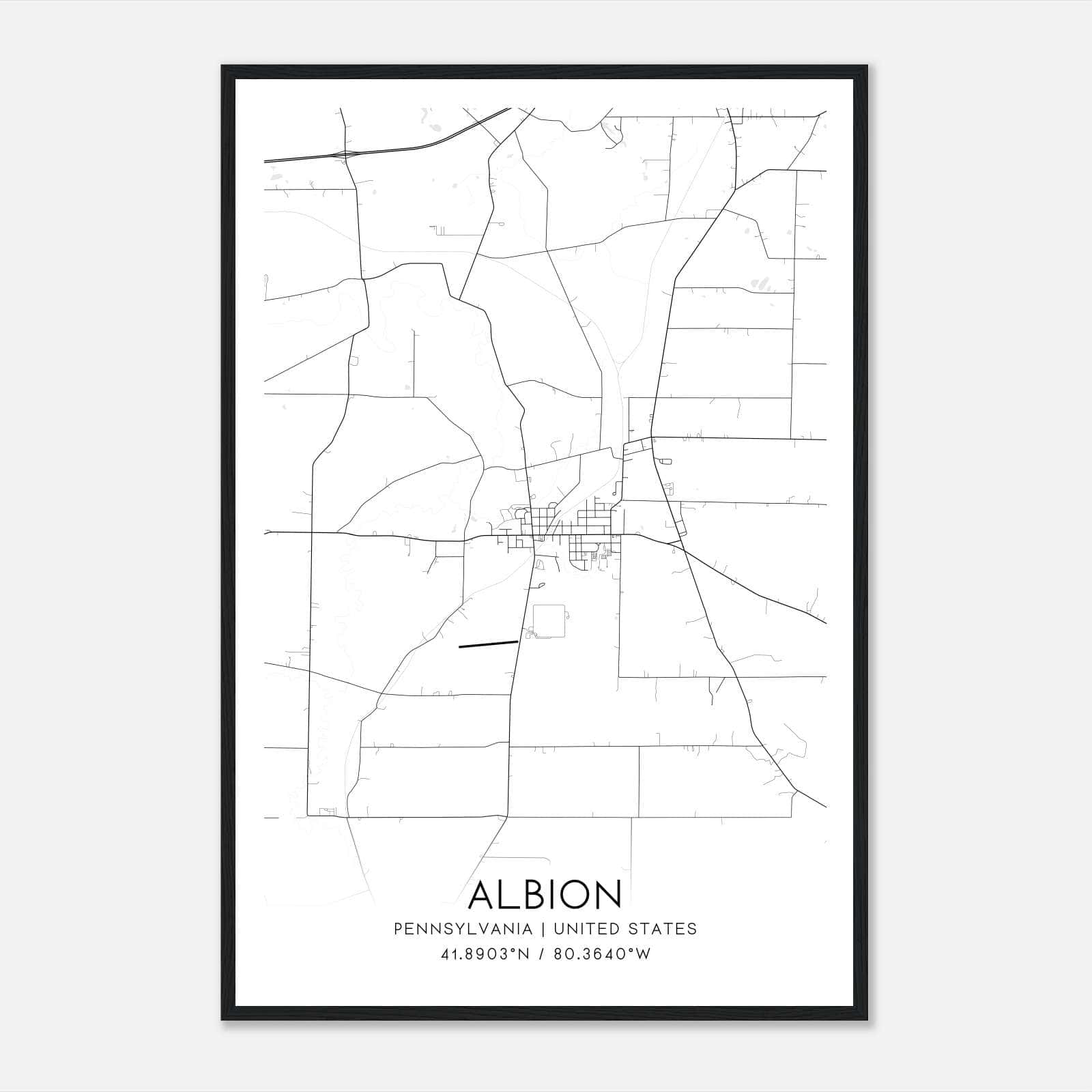 Albion Pennsylvania Map Poster, Modern Home Decor Wall Art Print Albion Pennsylvania Map Poster, Modern Home Decor Wall Art Print